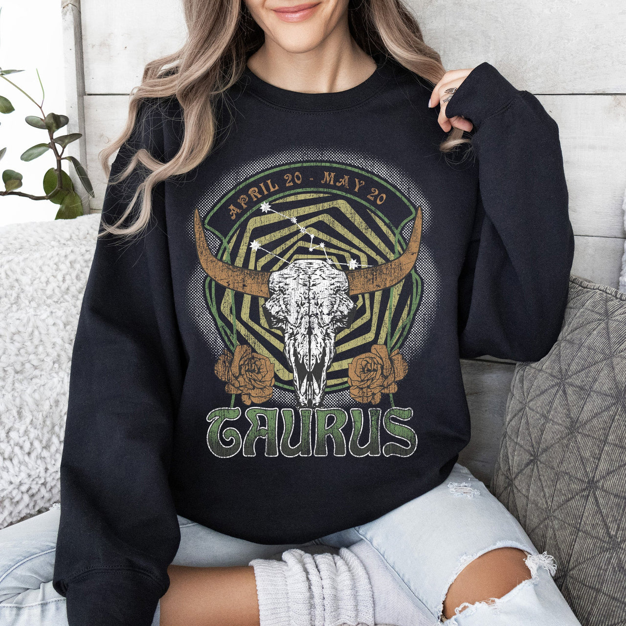 Taurus Zodiac Astrology Horoscope Celestial Bull Constellation Artwork Sweatshirt