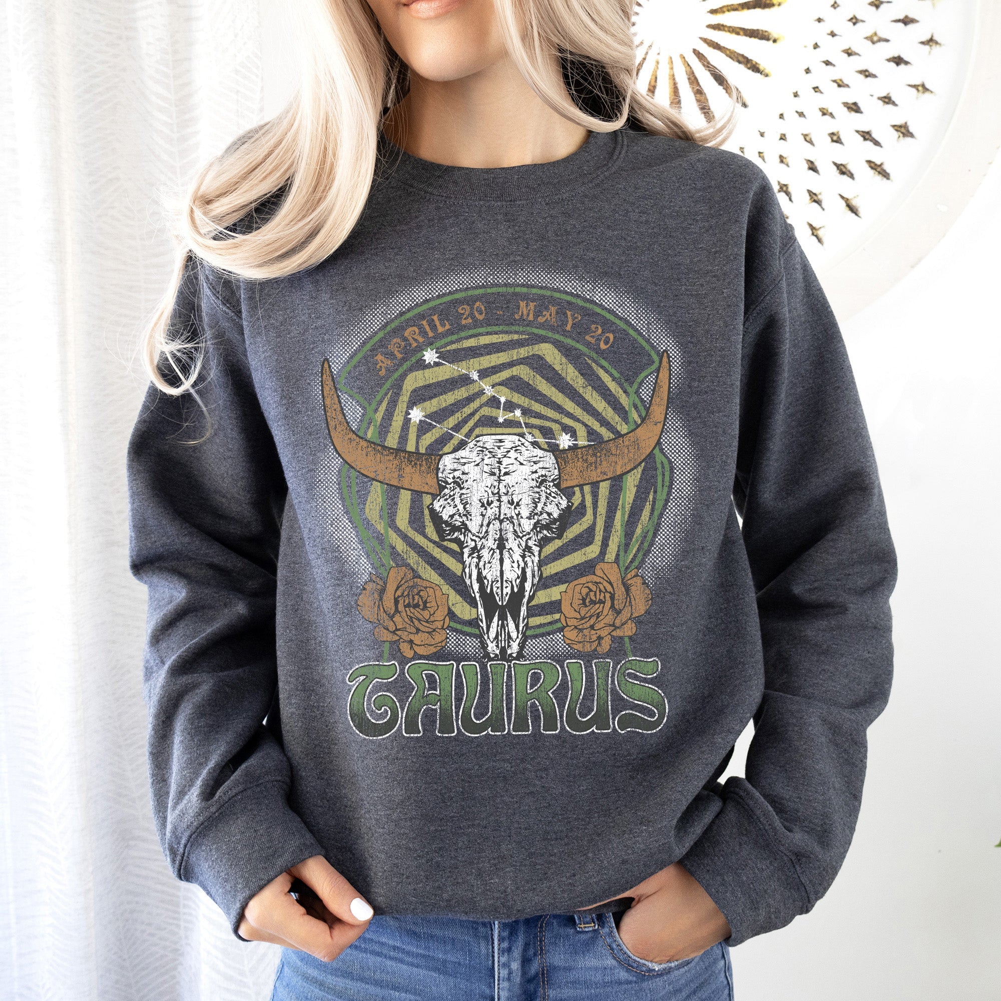 Taurus Zodiac Astrology Horoscope Celestial Bull Constellation Artwork Sweatshirt