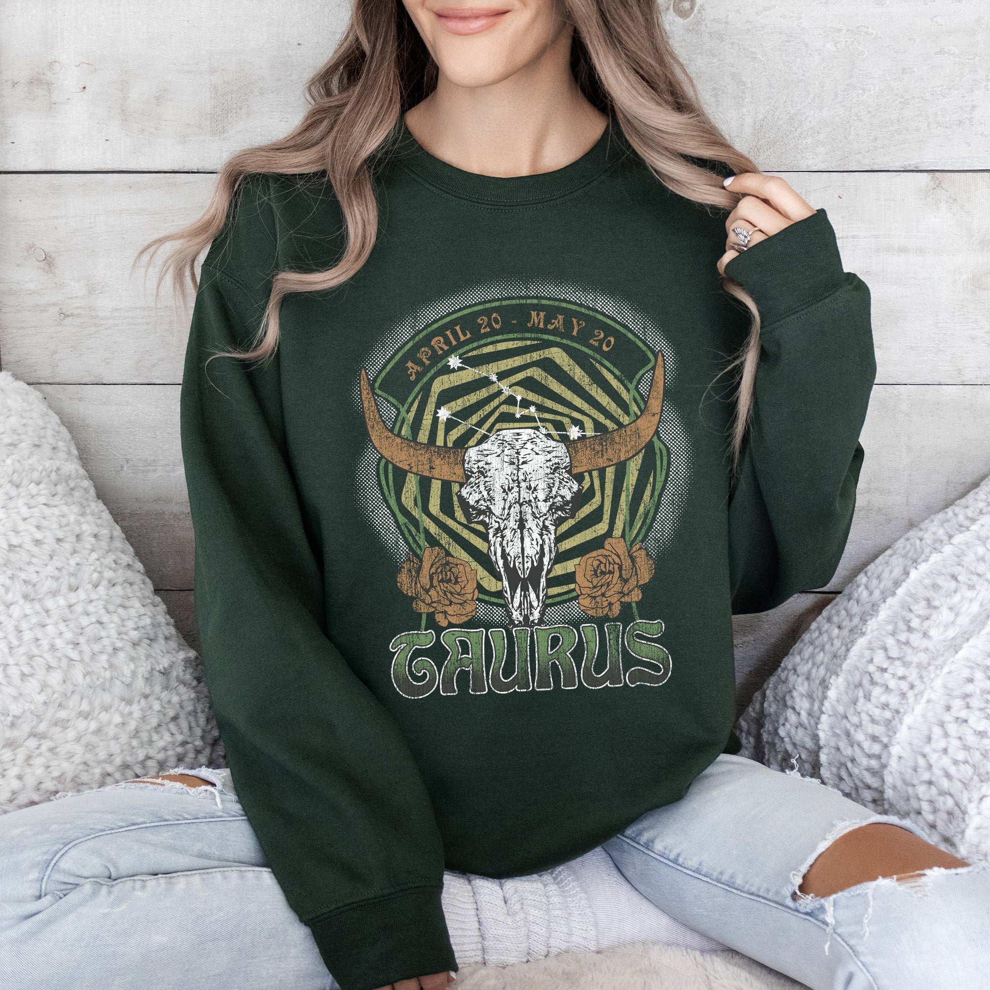 Taurus Zodiac Astrology Horoscope Celestial Bull Constellation Artwork Sweatshirt