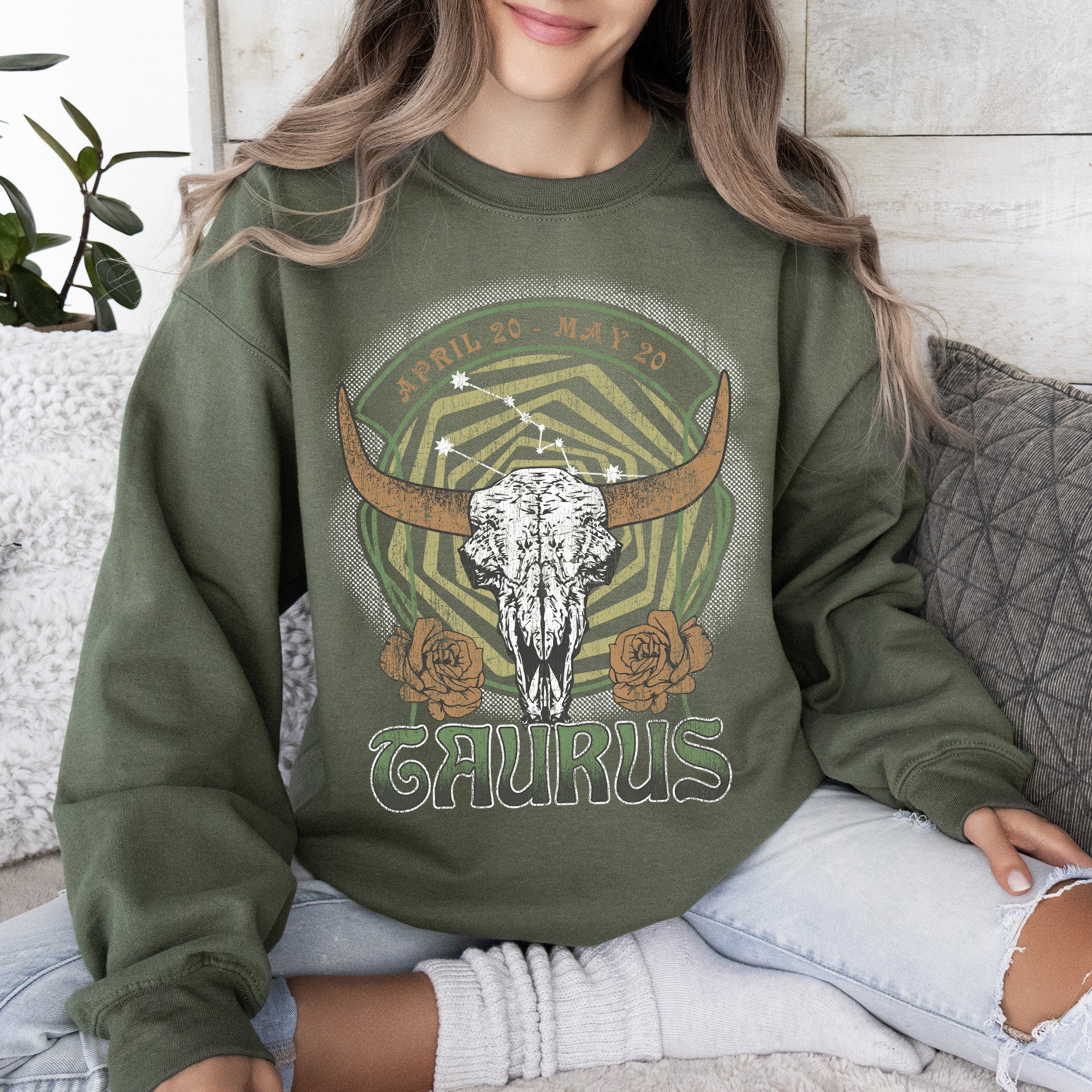 Taurus Zodiac Astrology Horoscope Celestial Bull Constellation Artwork Sweatshirt