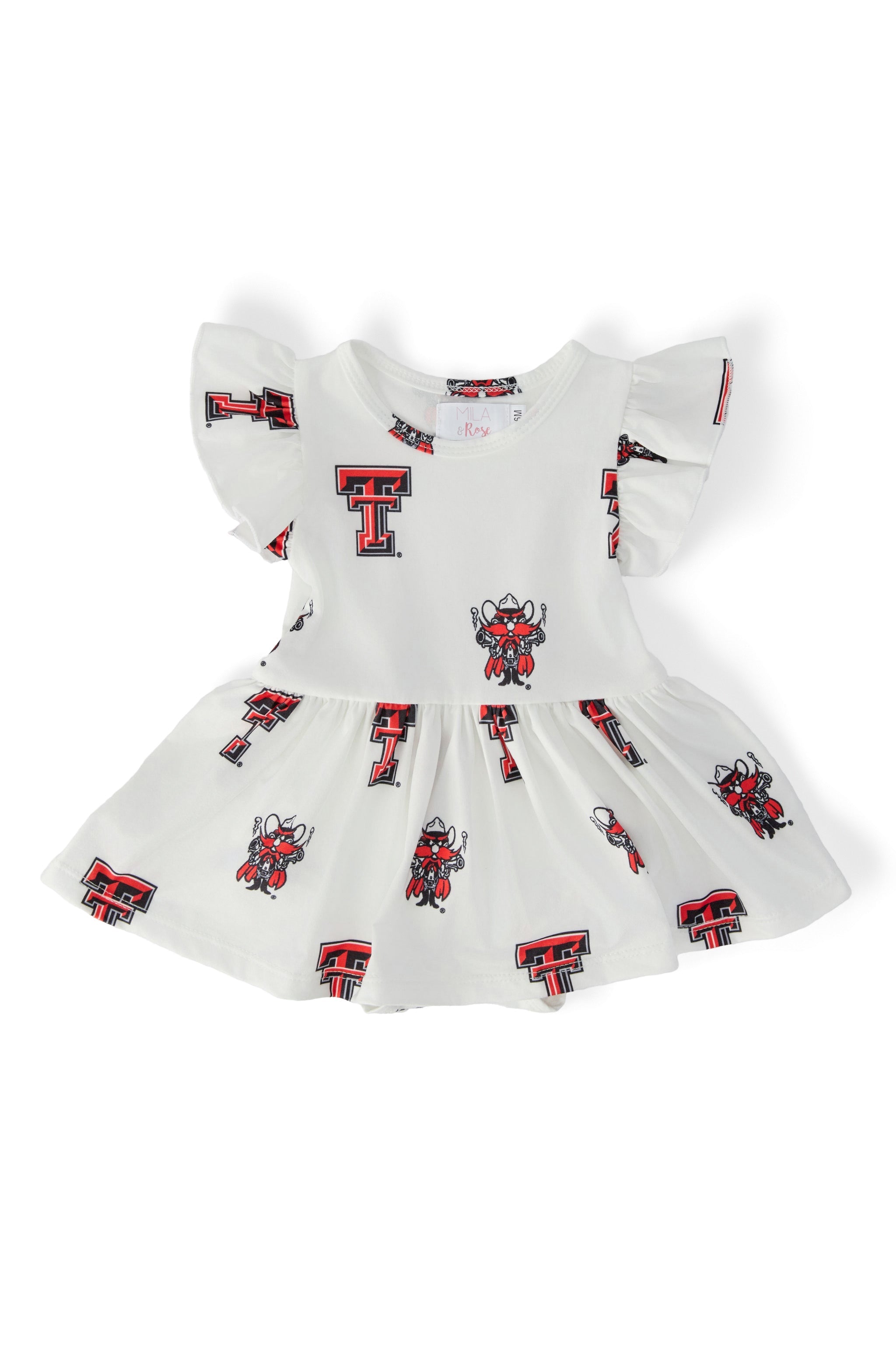 Texas Tech White Raider Red S/S Flutter Twirl Bodysuit