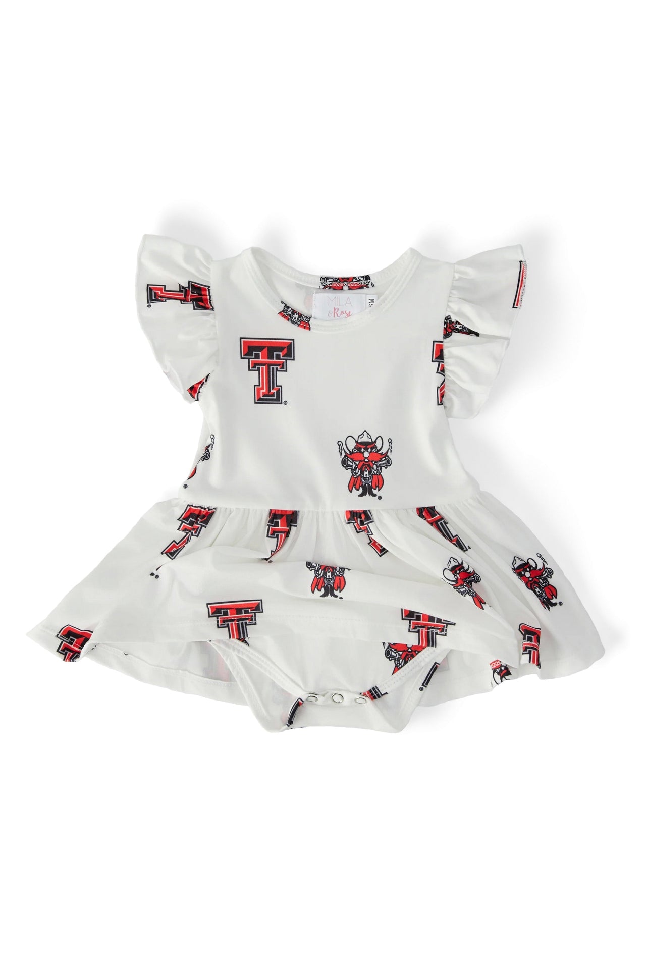 Texas Tech White Raider Red S/S Flutter Twirl Bodysuit