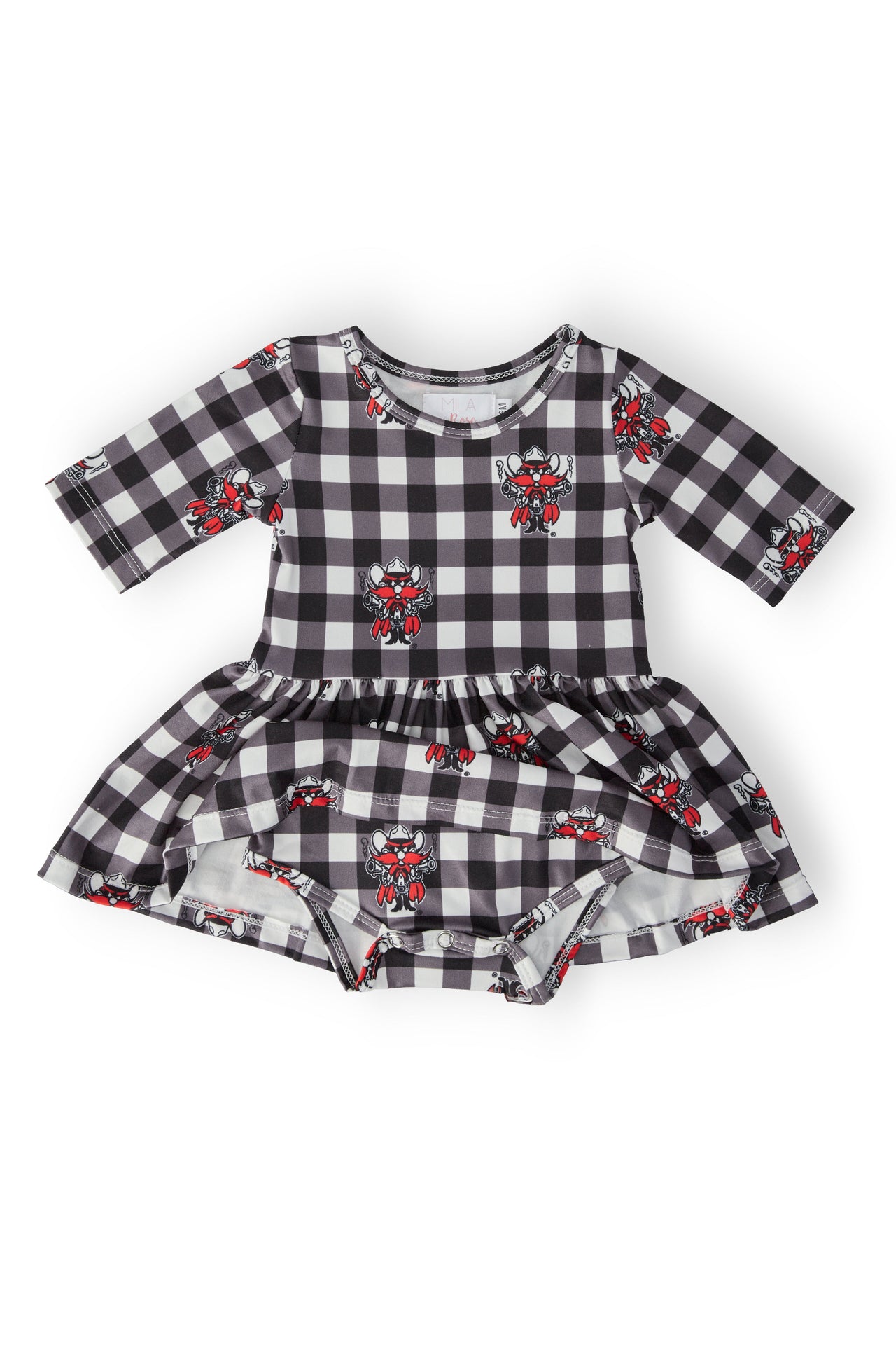 Texas Tech Plaid Raider Red 3/4 Sleeve Twirl Bodysuit