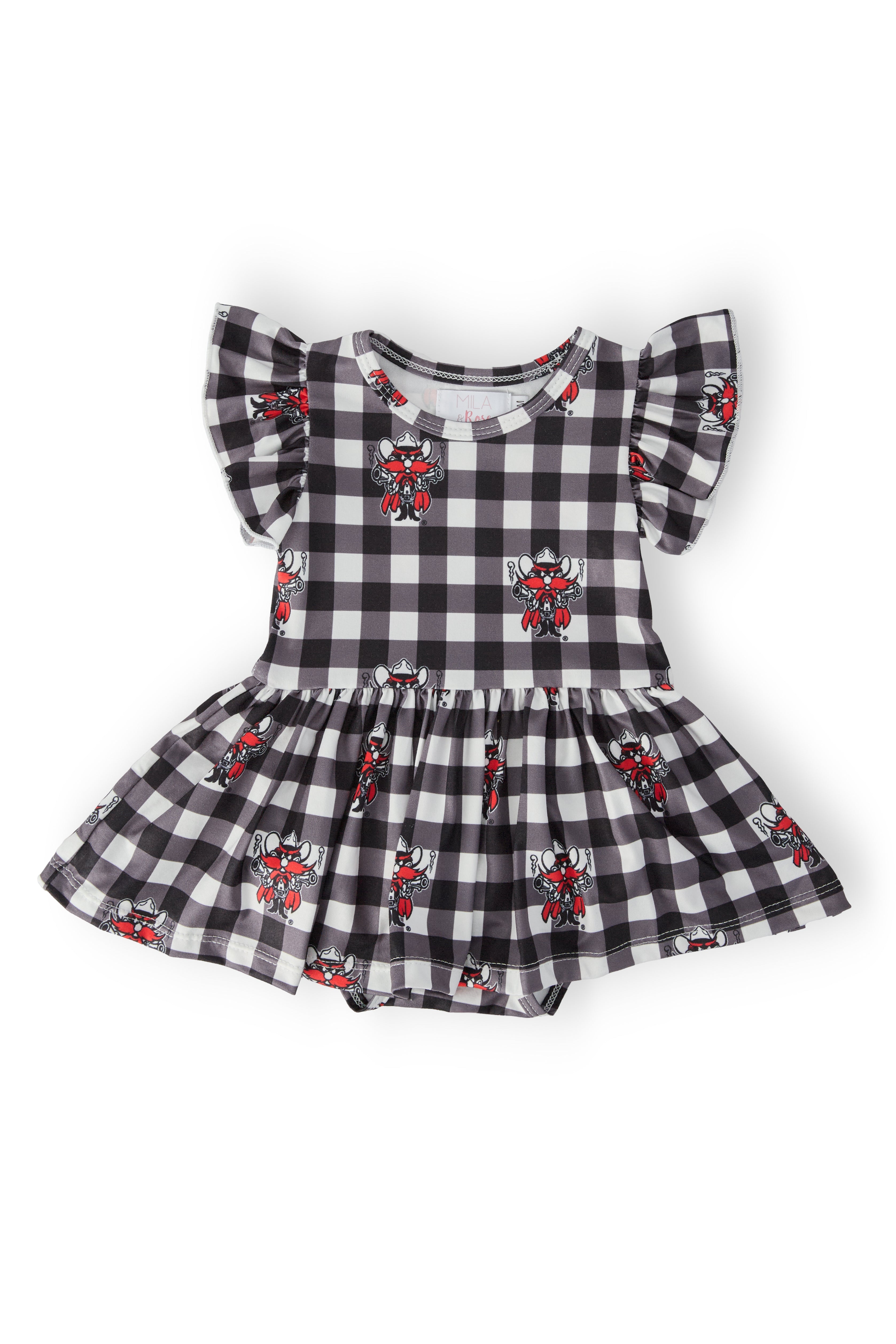 Texas Tech Plaid Raider Red S/S Flutter Twirl Bodysuit
