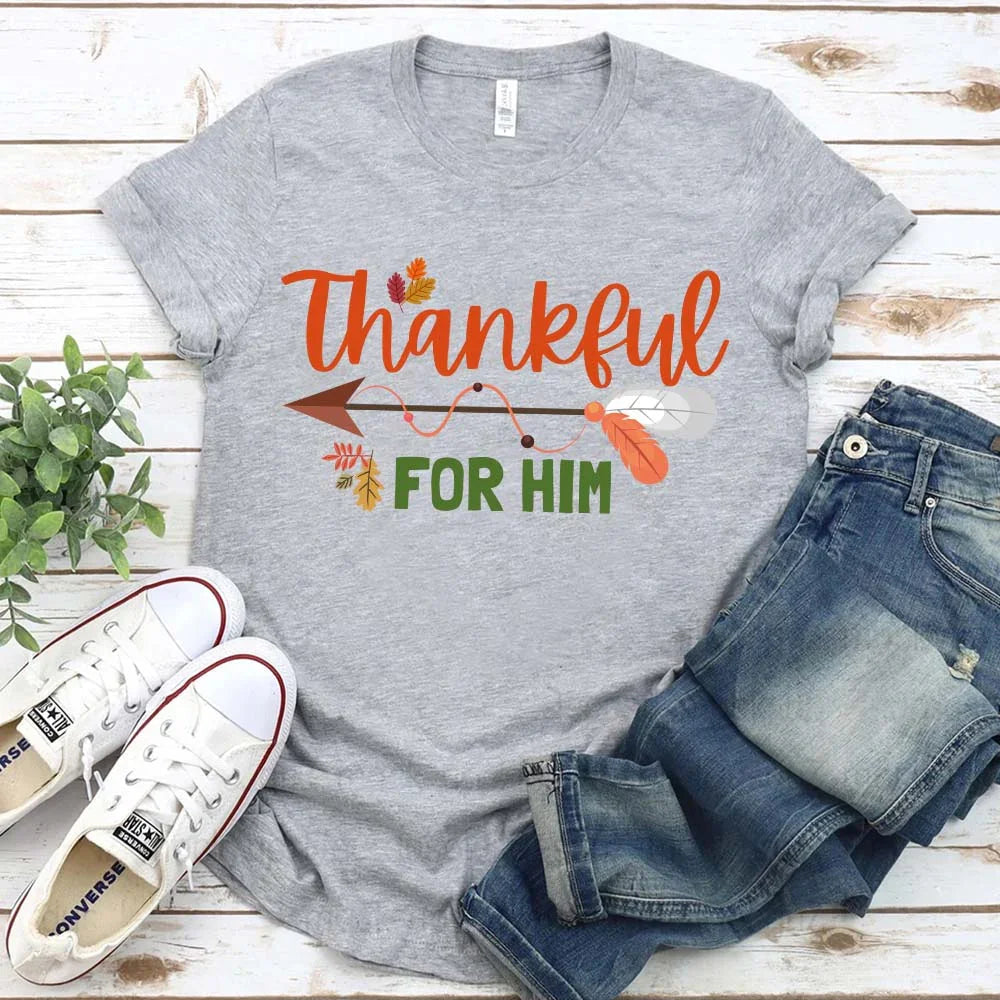 Thankful For Her/Him Valentines Couple T-Shirt – Cute Matching Holiday Tees