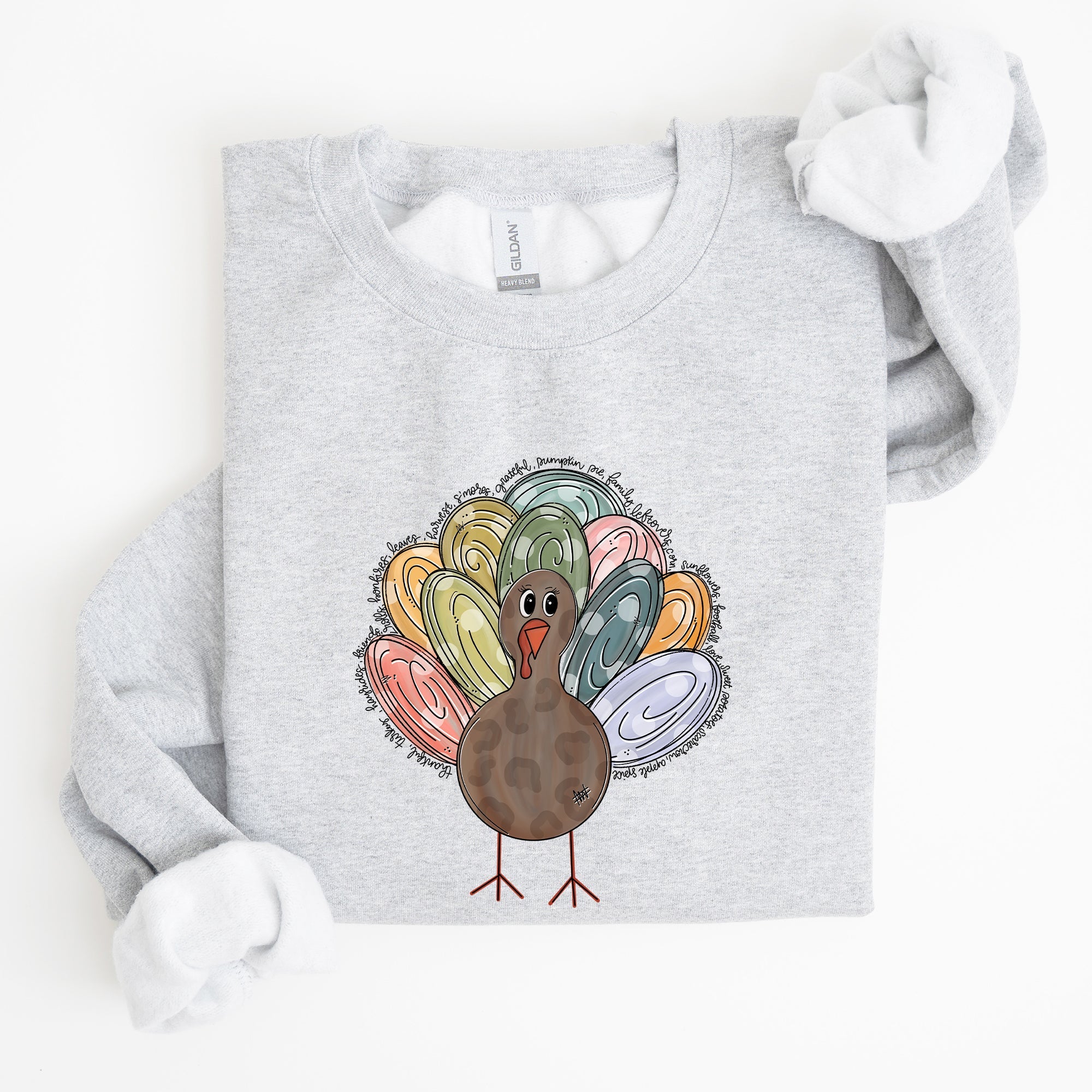 Thanksgiving Turkey Autumn Words Saying And Festive Phrases Collection Sweatshirt