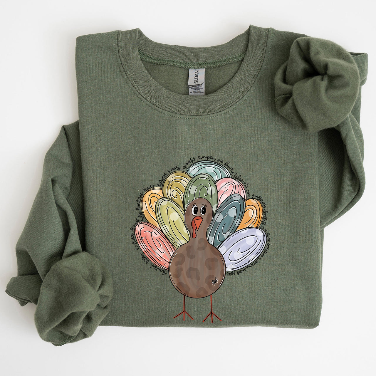Thanksgiving Turkey Autumn Words Saying And Festive Phrases Collection Sweatshirt