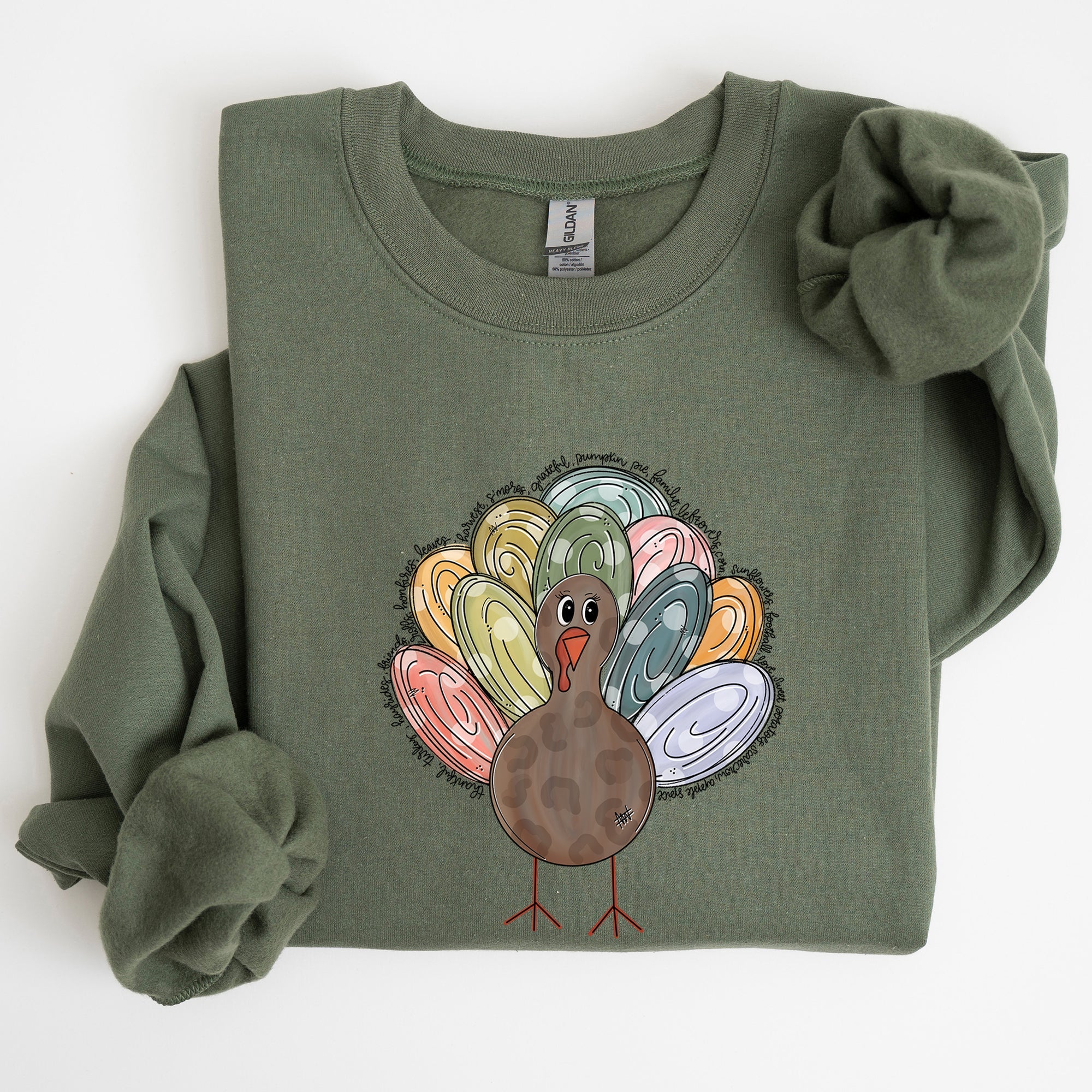 Thanksgiving Turkey Autumn Words Saying And Festive Phrases Collection Sweatshirt