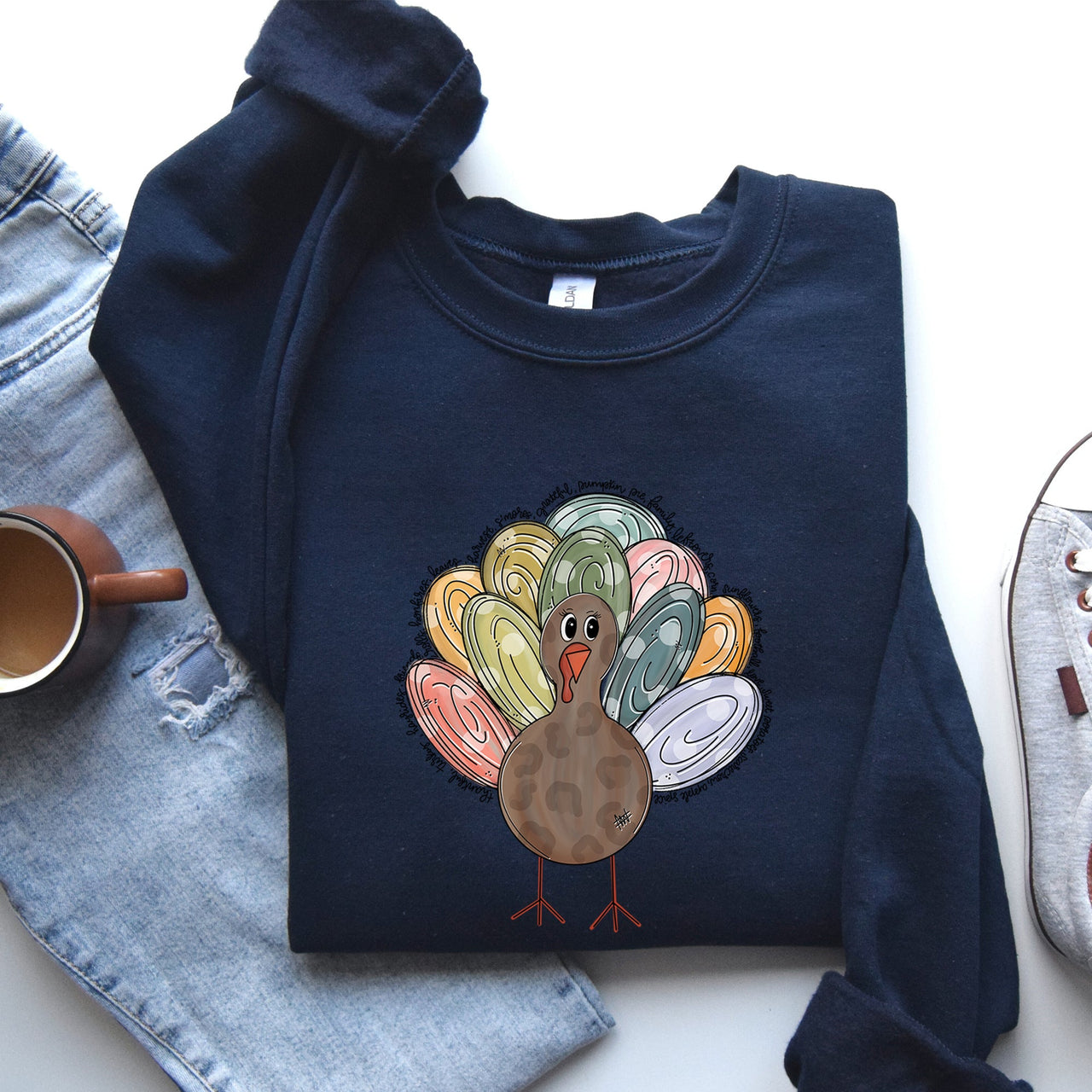 Thanksgiving Turkey Autumn Words Saying And Festive Phrases Collection Sweatshirt