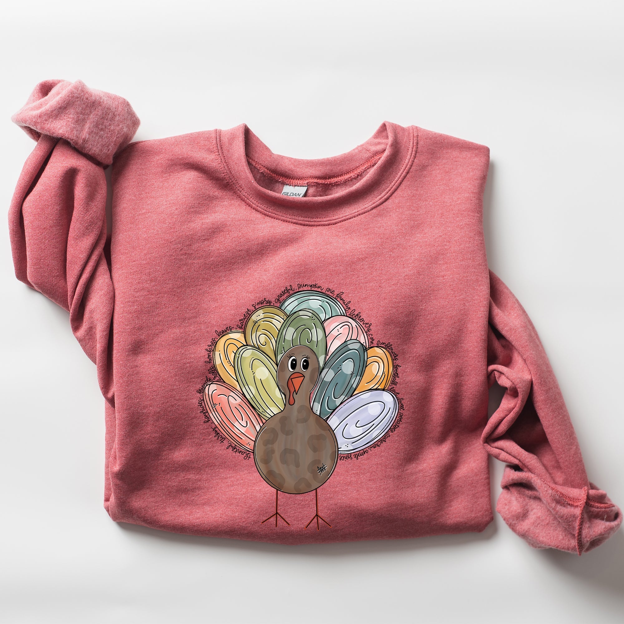 Thanksgiving Turkey Autumn Words Saying And Festive Phrases Collection Sweatshirt
