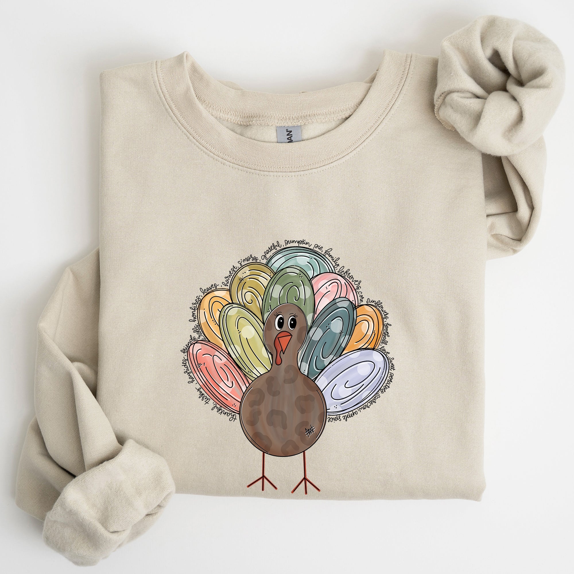Thanksgiving Turkey Autumn Words Saying And Festive Phrases Collection Sweatshirt