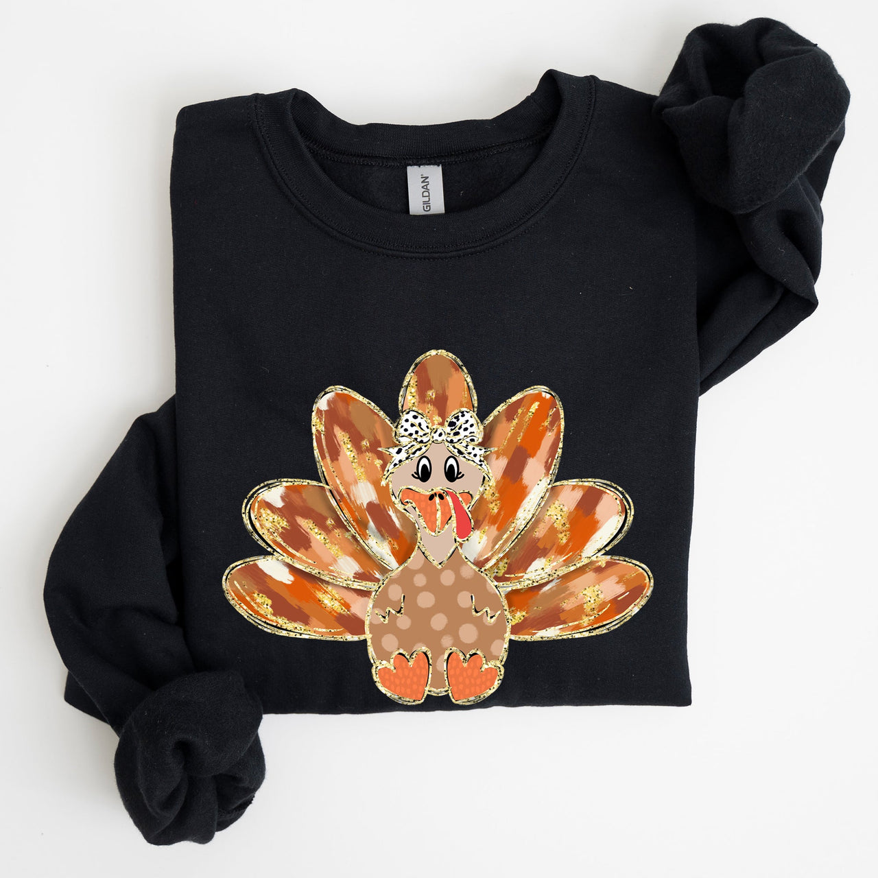 Thanksgiving Turkey Autumn Painted Graphic Fall Harvest Illustration Cozy Sweatshirt