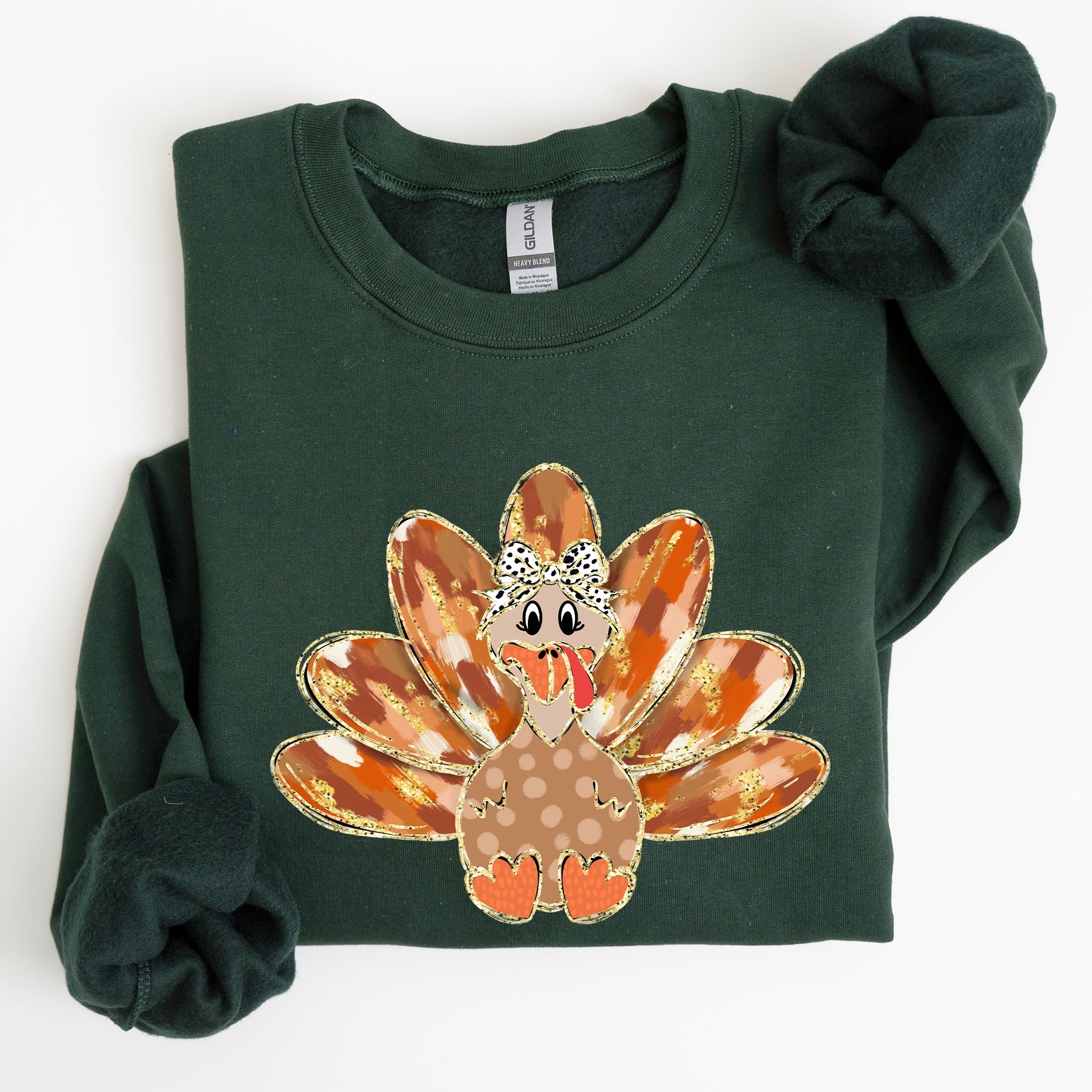 Thanksgiving Turkey Autumn Painted Graphic Fall Harvest Illustration Cozy Sweatshirt