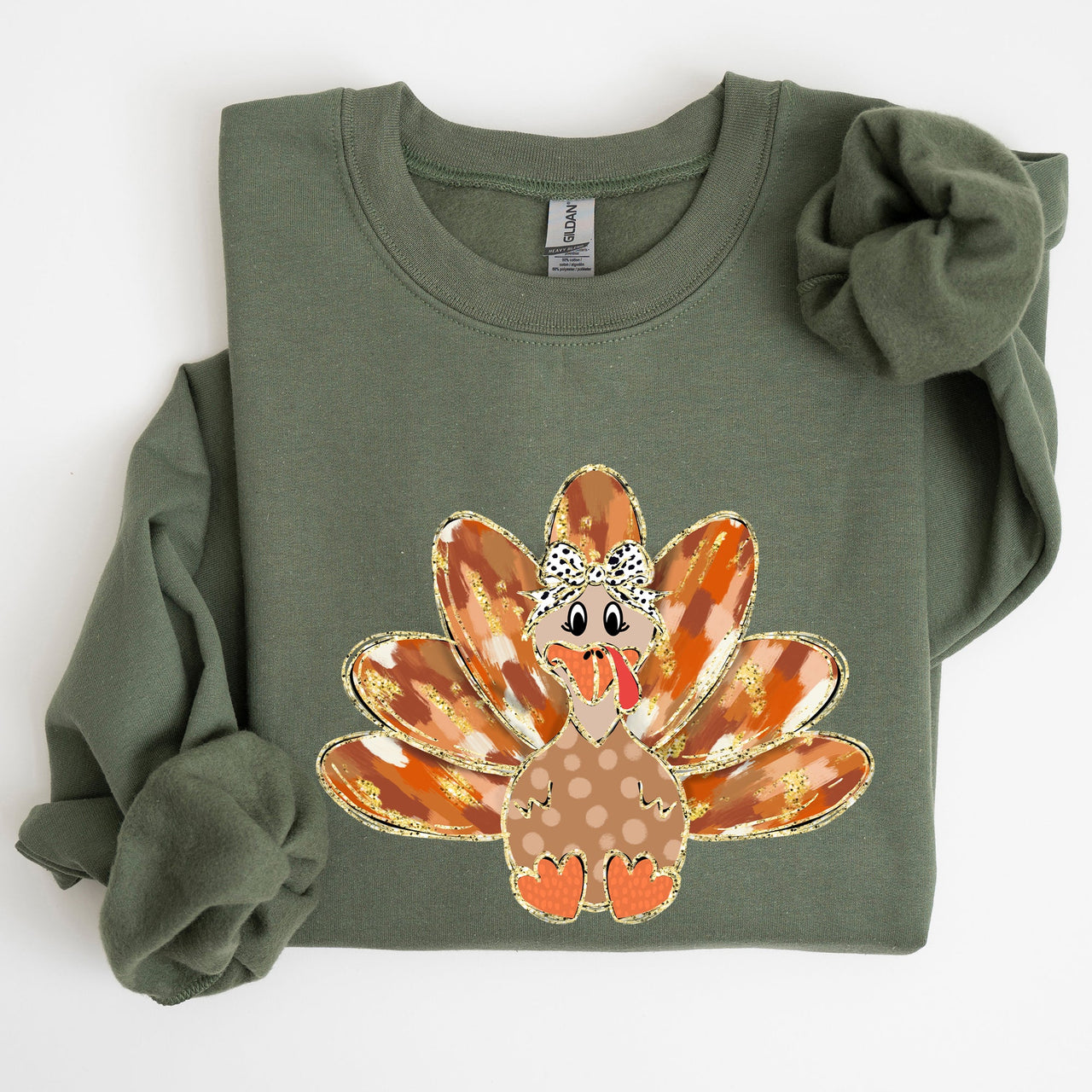 Thanksgiving Turkey Autumn Painted Graphic Fall Harvest Illustration Cozy Sweatshirt