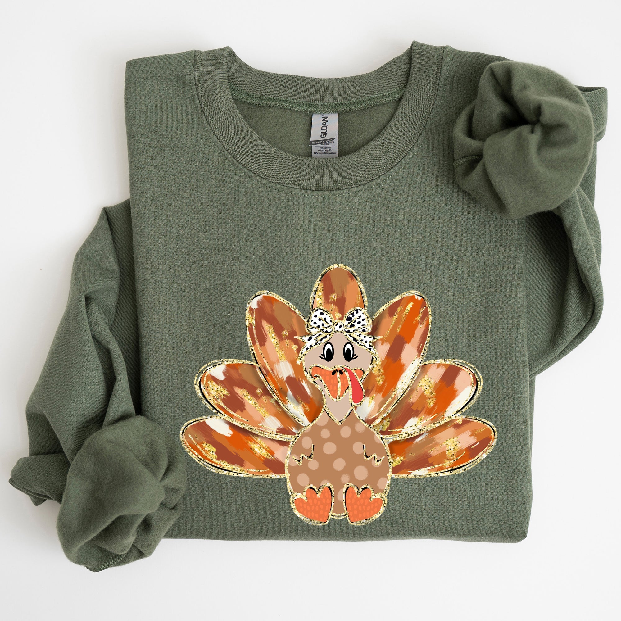 Thanksgiving Turkey Autumn Painted Graphic Fall Harvest Illustration Cozy Sweatshirt