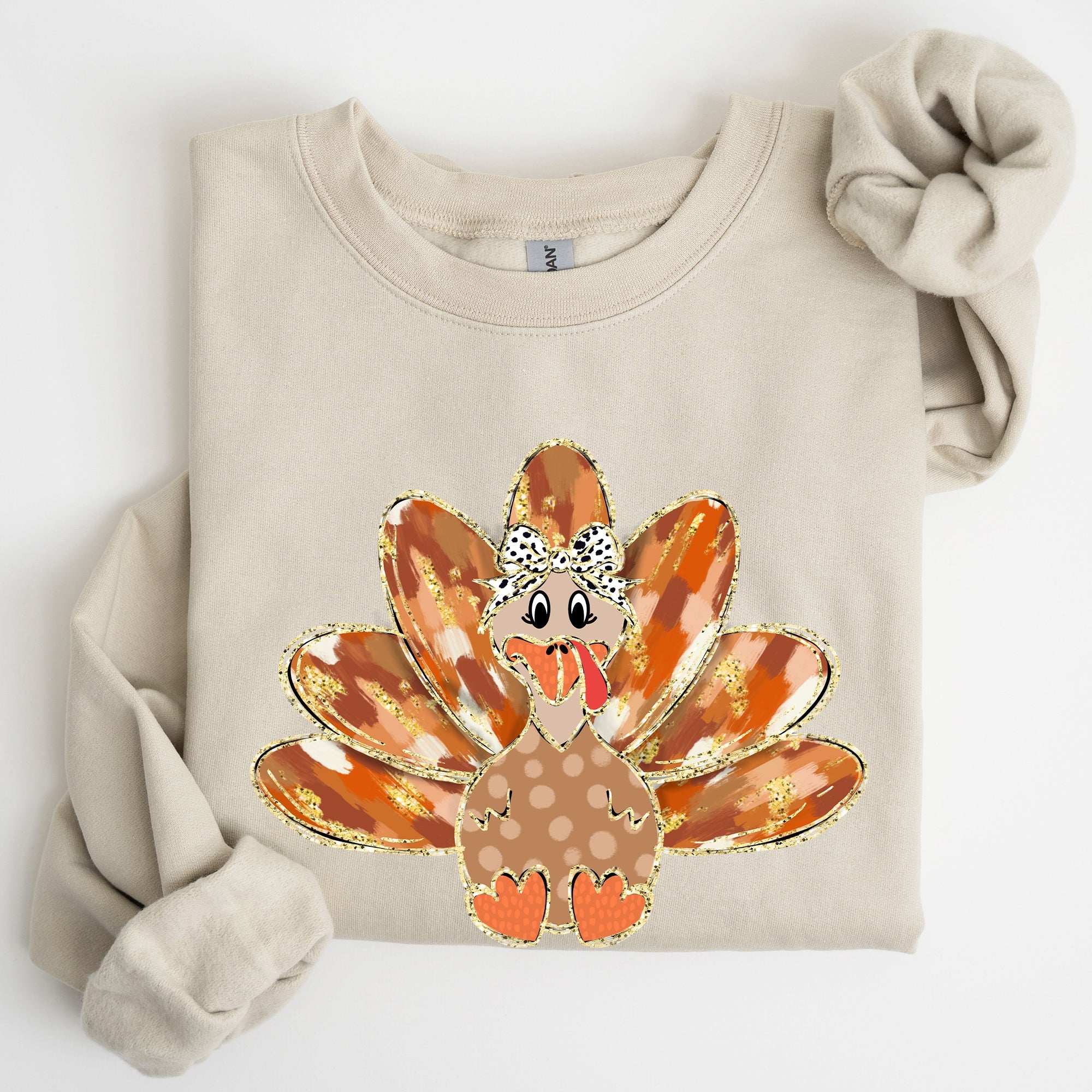 Thanksgiving Turkey Autumn Painted Graphic Fall Harvest Illustration Cozy Sweatshirt