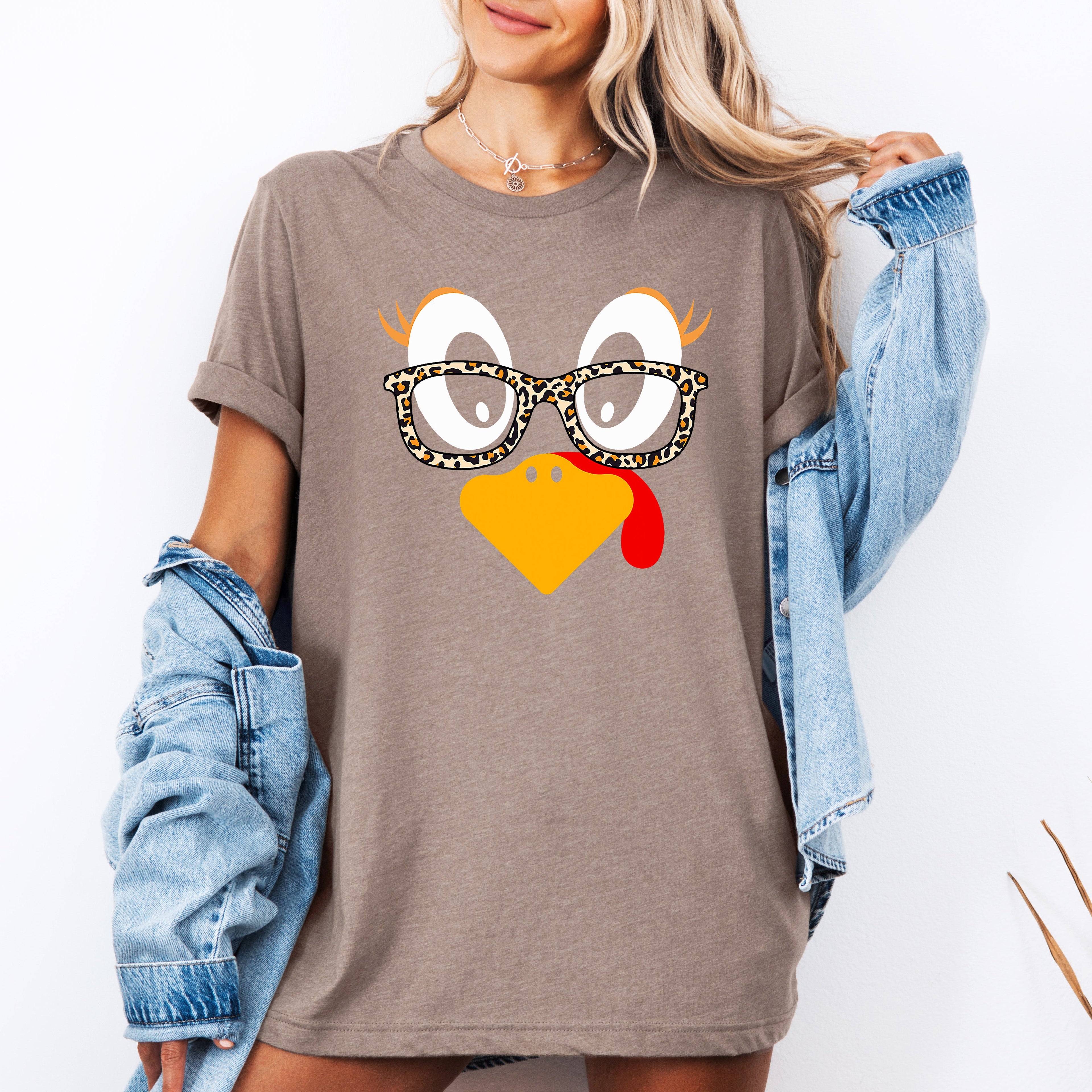 Thanksgiving Teacher Turkey Leopard Print Autumn Classroom Theme Cozy Graphic Tee