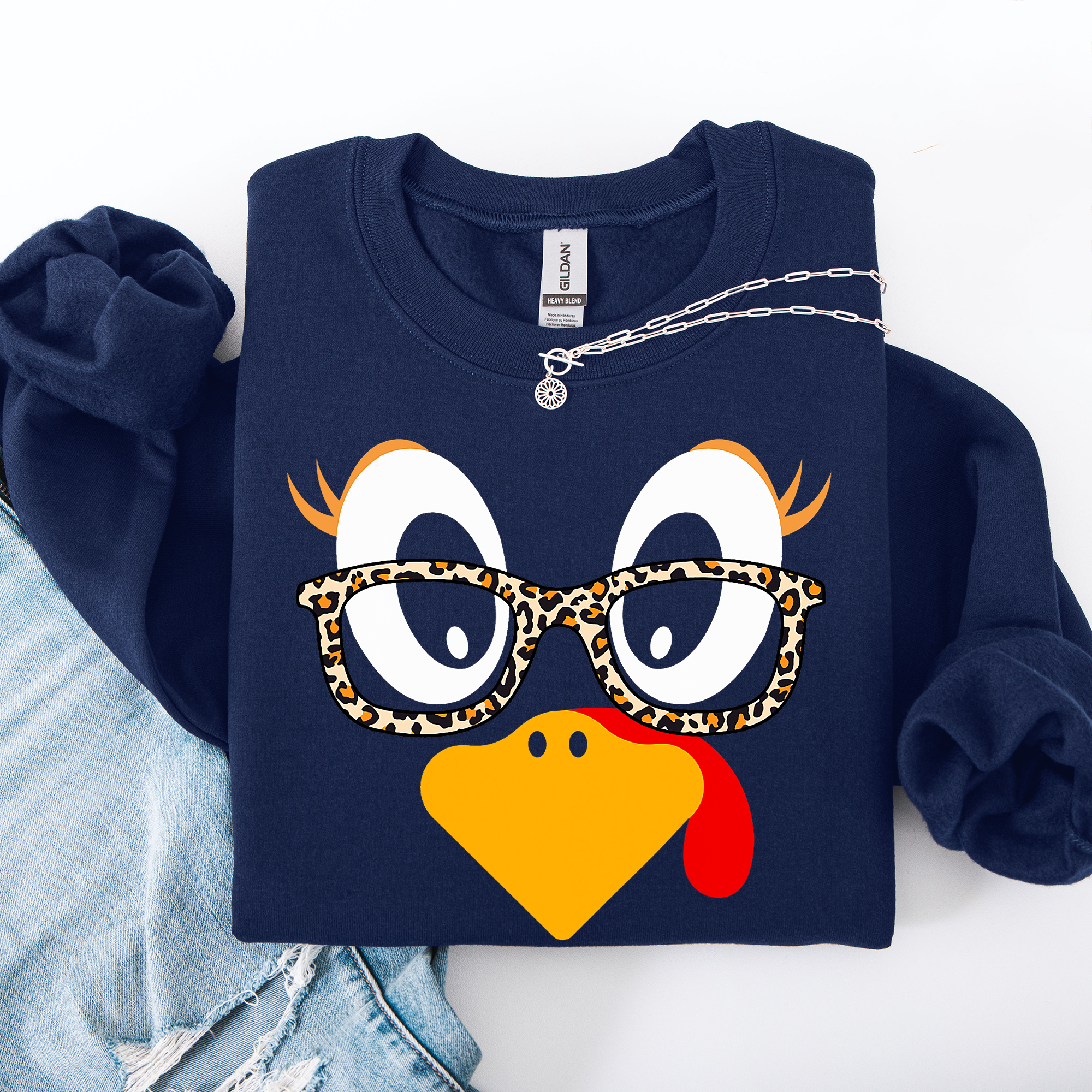 Thanksgiving Teacher Turkey Leopard Print Autumn Festive Cozy Classroom Style Sweatshirt