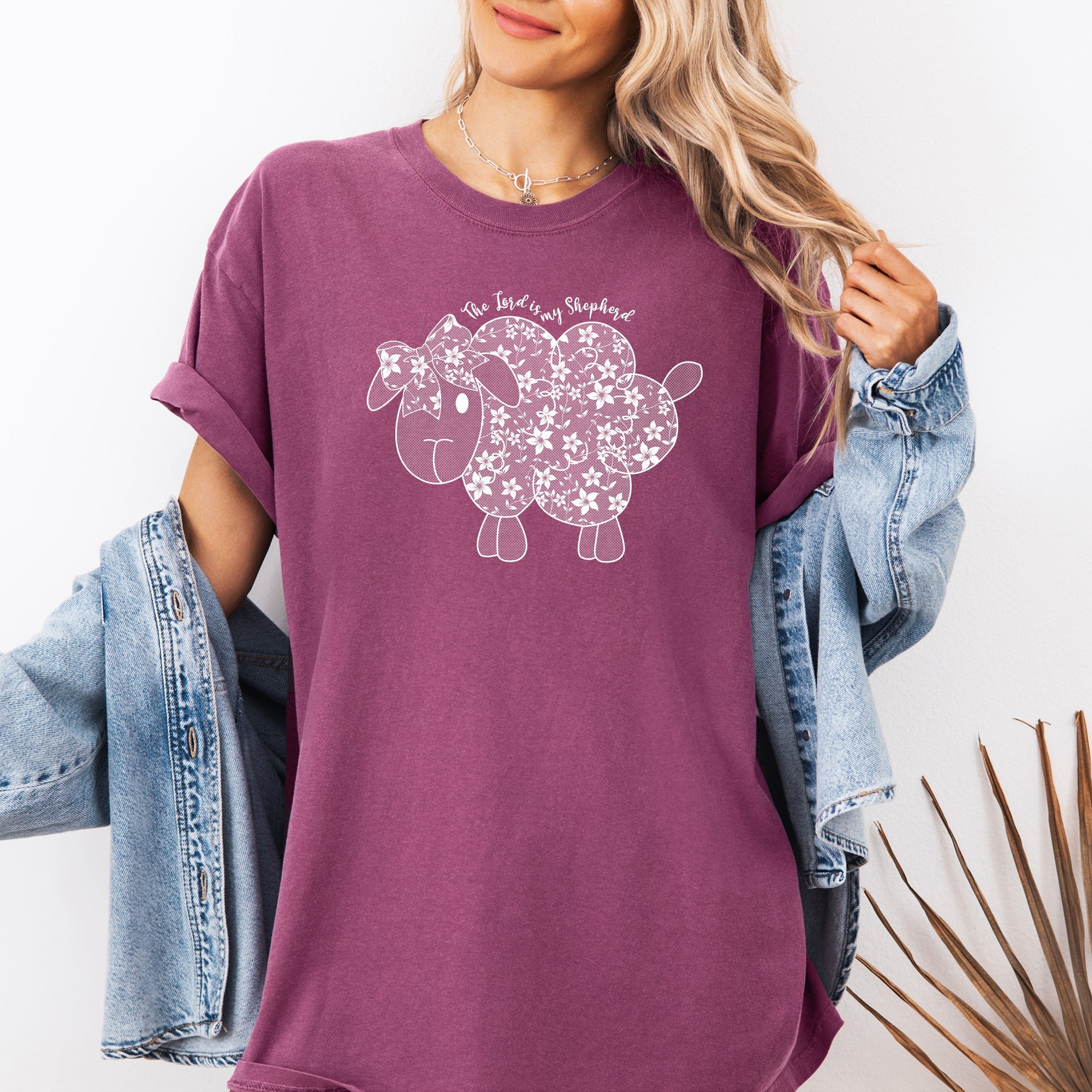 The Lord Is My Shepherd Faux Lace Sheep Christian Religious Faith Comfort Colors Tee