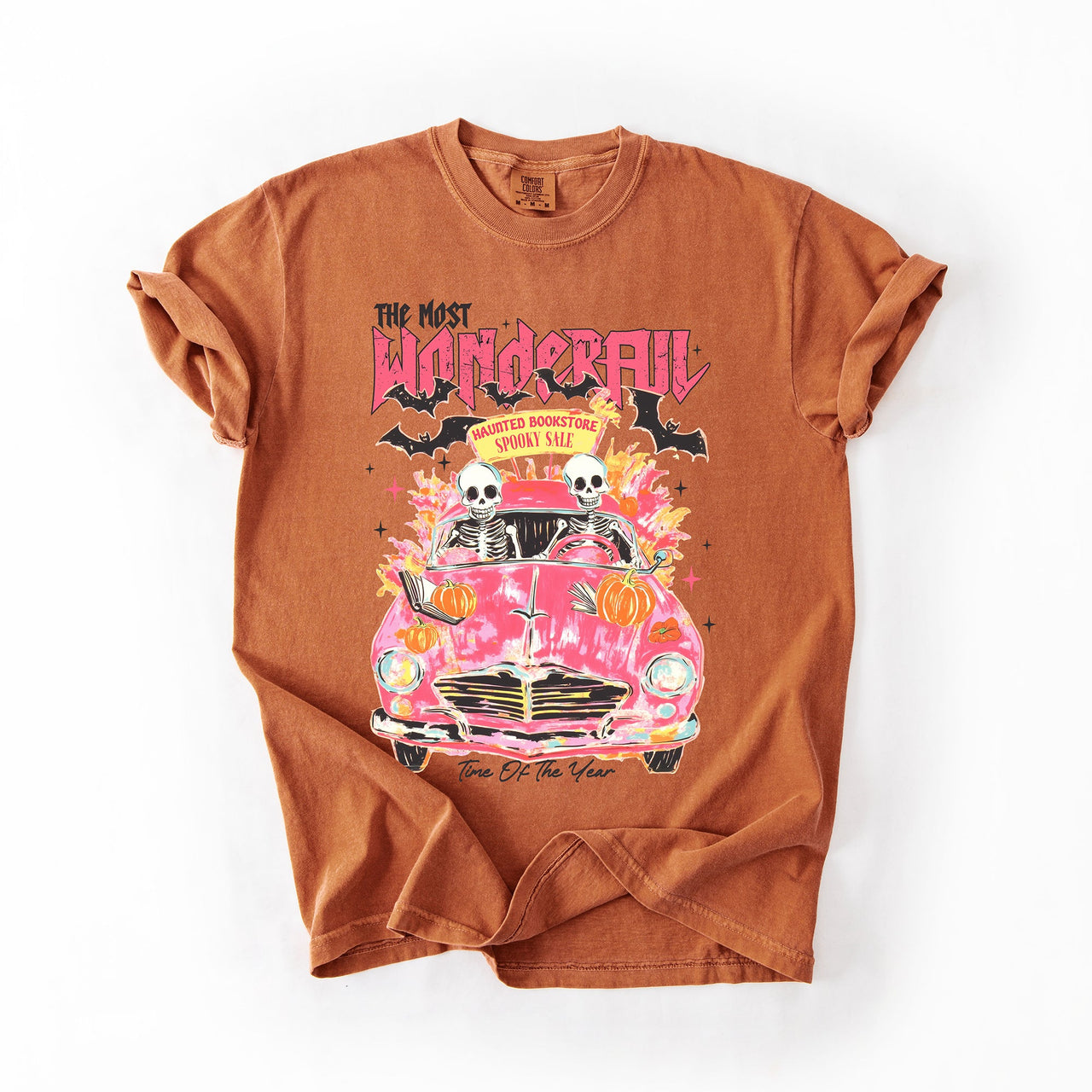 The Most Wonderful Time Of The Year Reading Skeletons Halloween Comfort Colors Tee