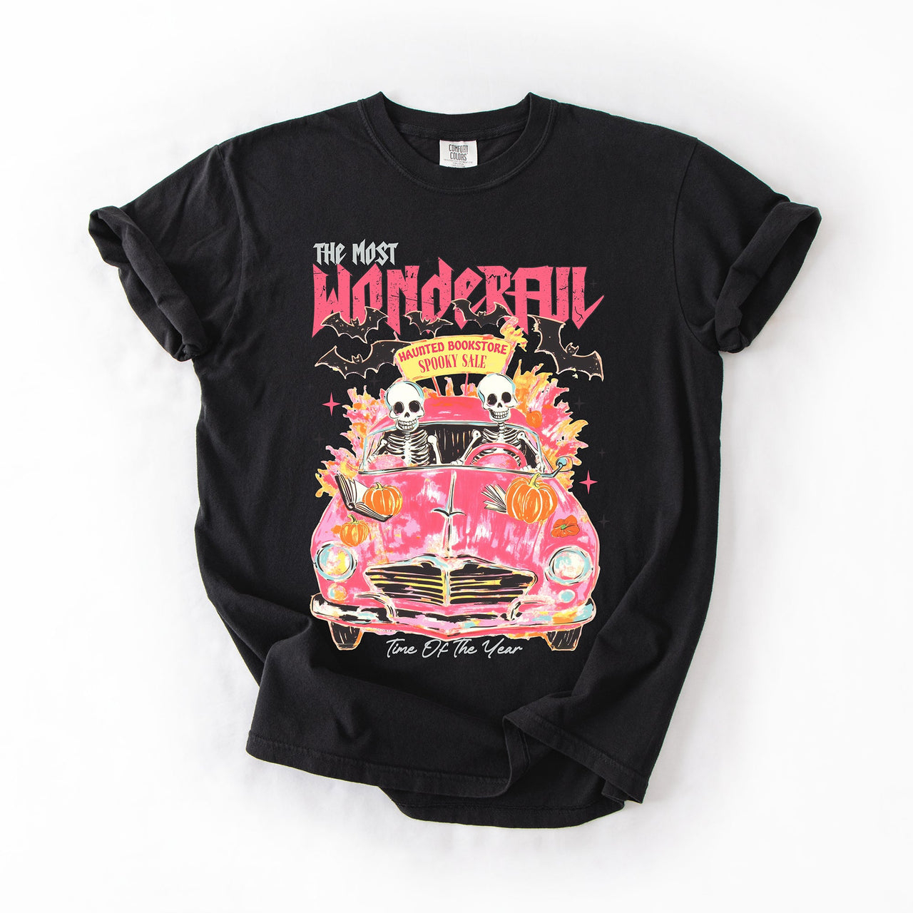 The Most Wonderful Time Of The Year Reading Skeletons Halloween Comfort Colors Tee