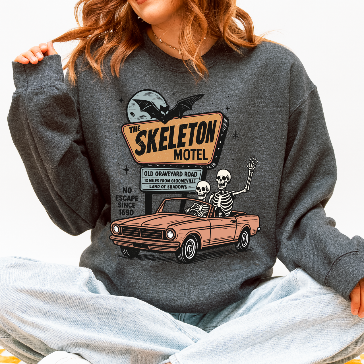 The Skeleton Motel Spooky Halloween Sweatshirt