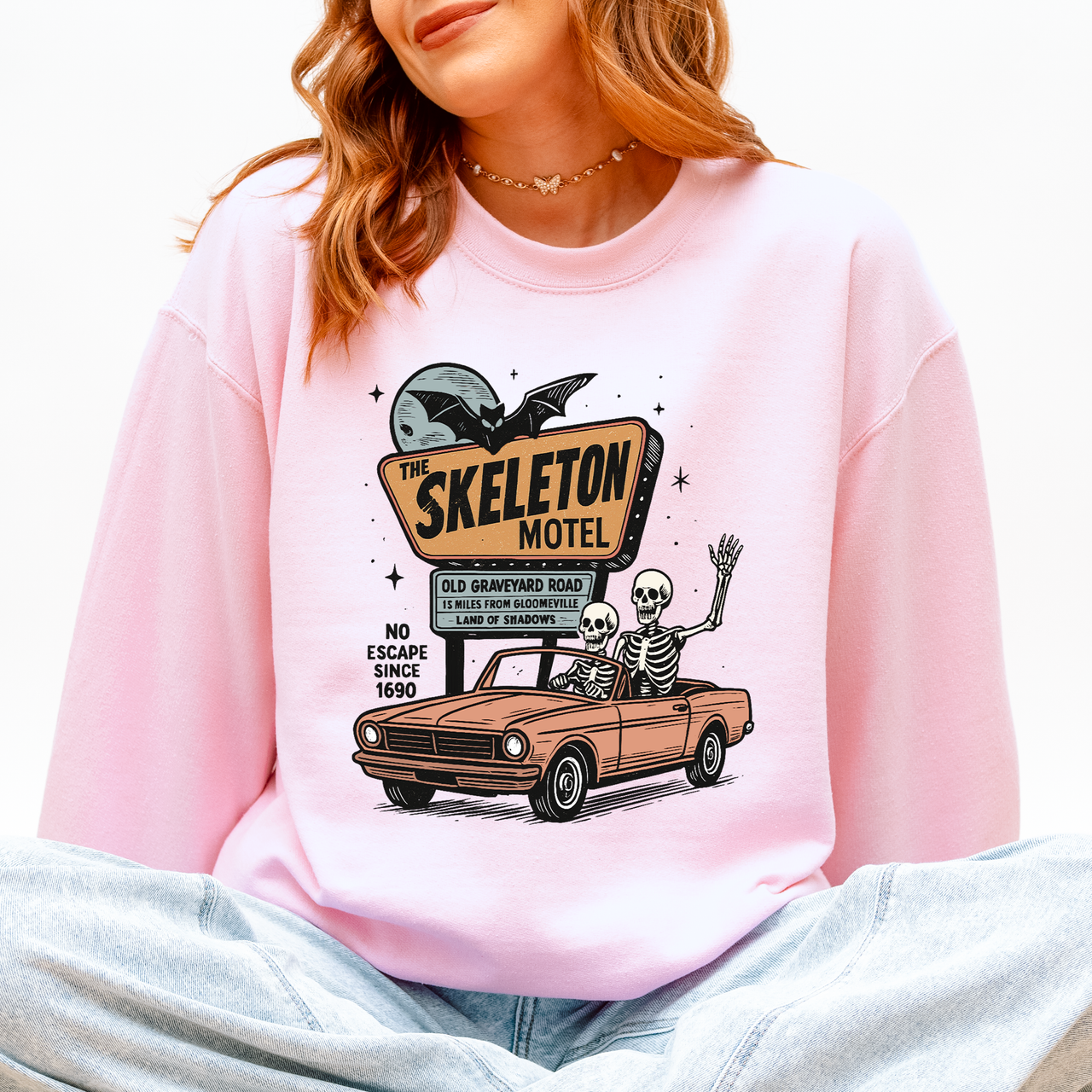 The Skeleton Motel Spooky Halloween Sweatshirt