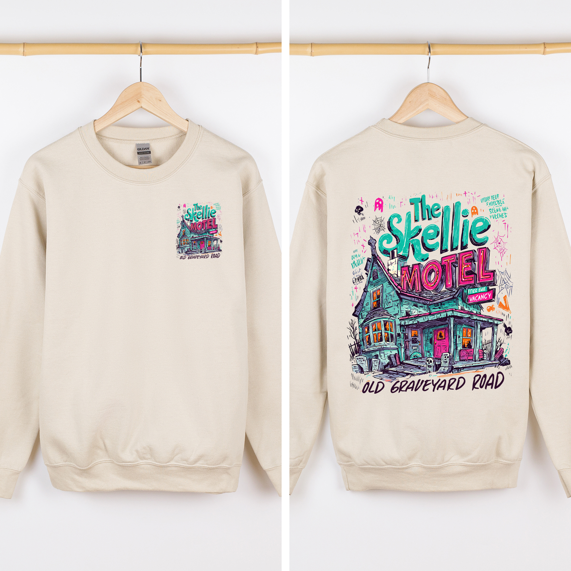 The Skellie Motel Halloween Front And Back Spooky Witches Limited Edition Sweatshirt