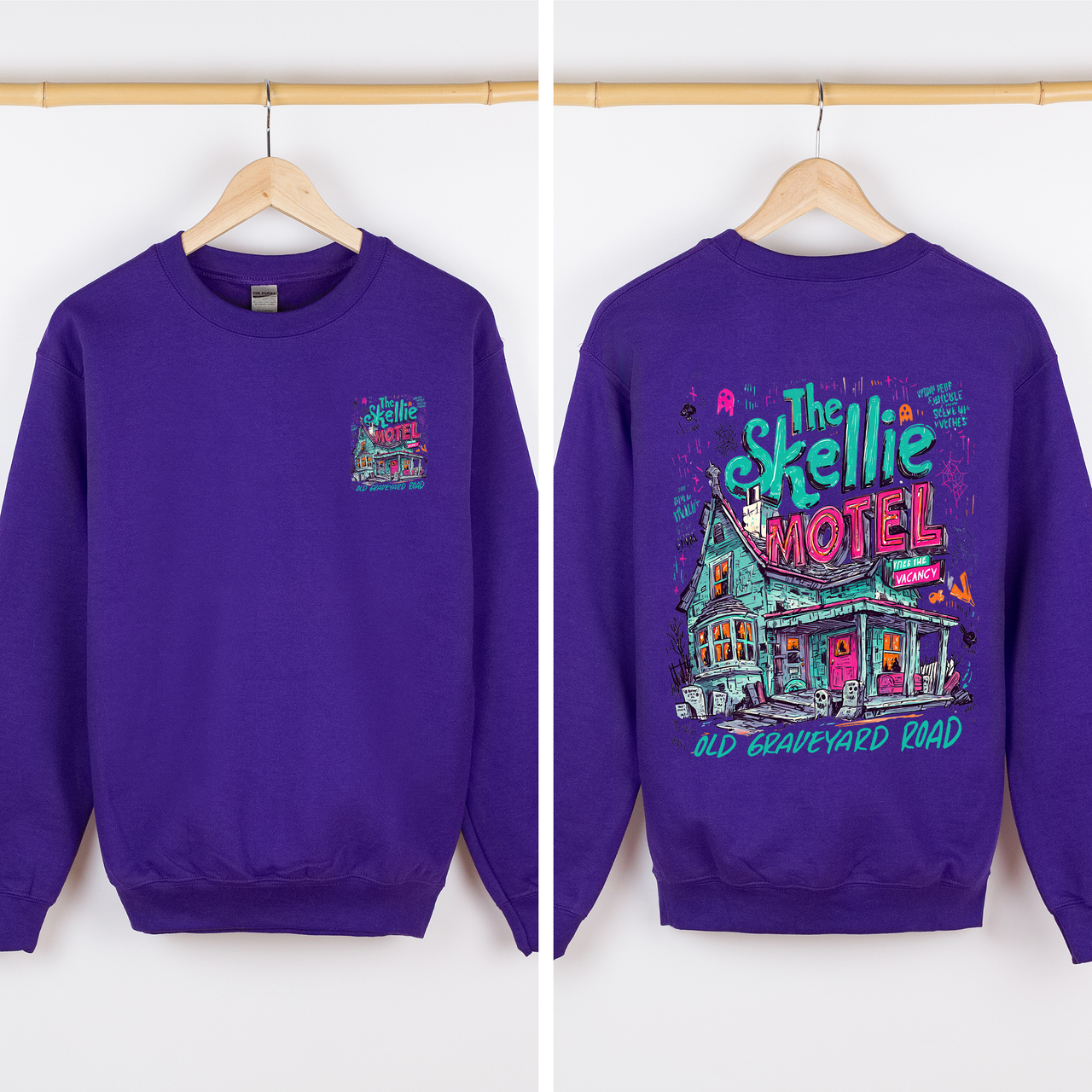 The Skellie Motel Halloween Front And Back Spooky Witches Limited Edition Sweatshirt