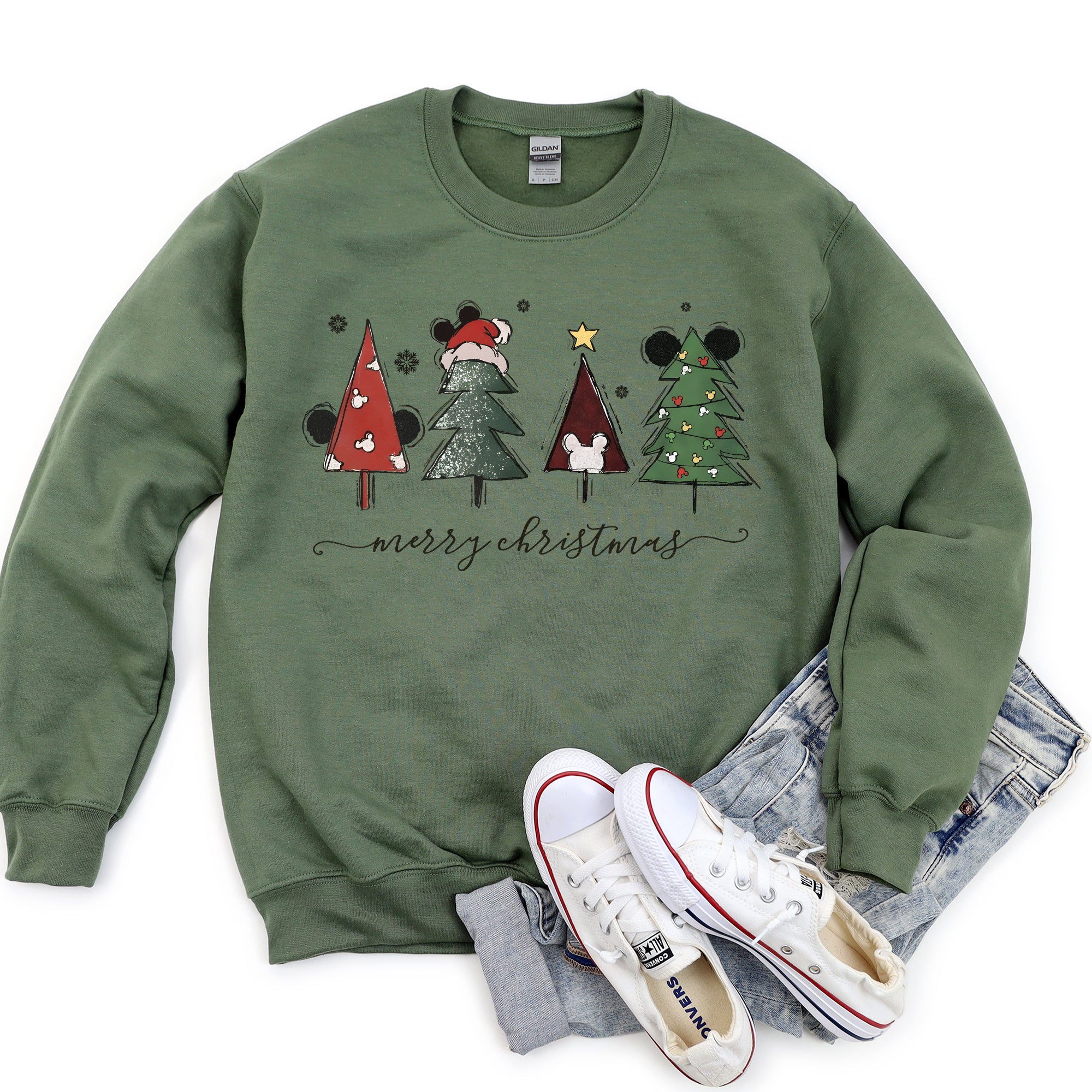Theme Park Christmas, Mouse Ears Signature Holiday Graphic Design Premium Sweatshirt