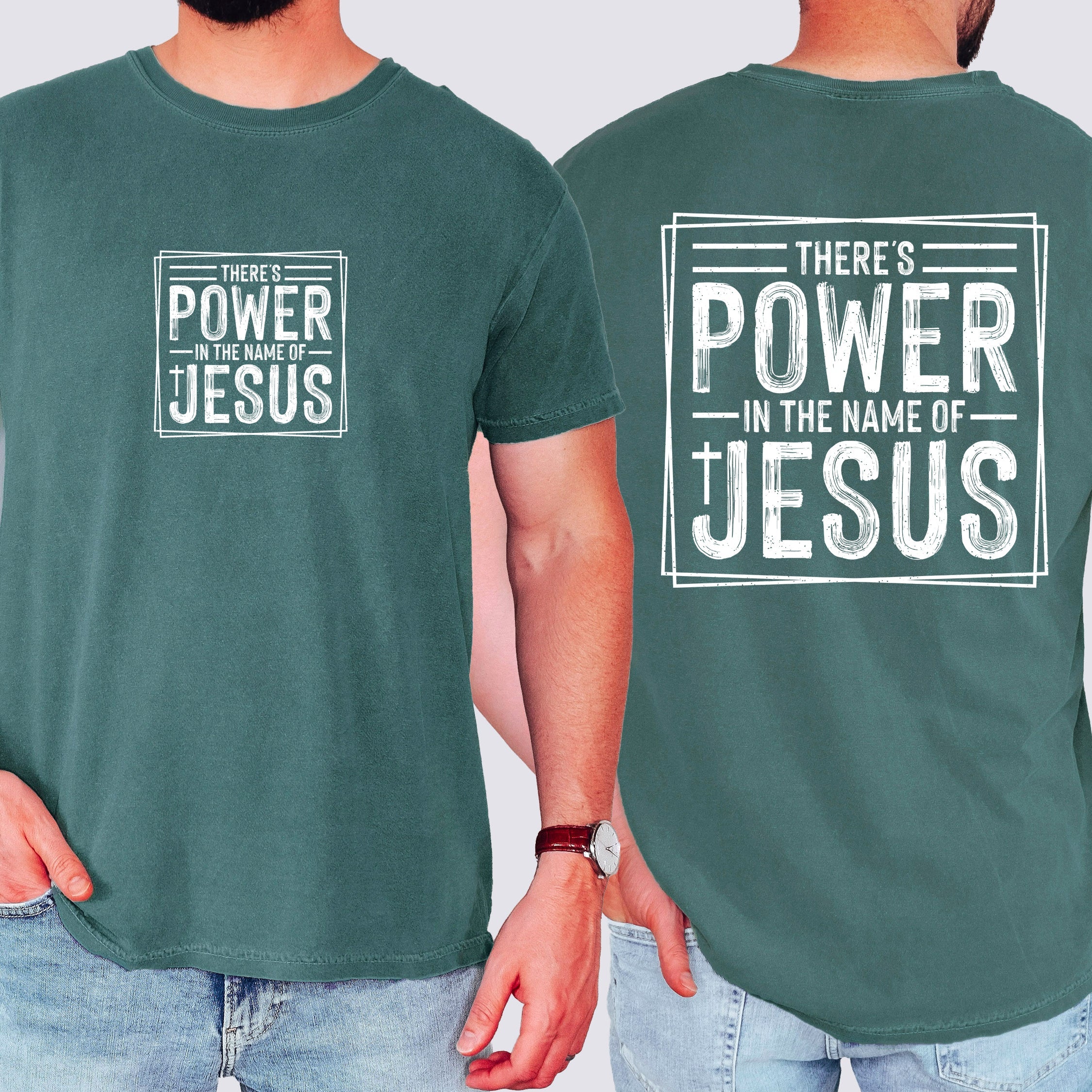 There's Power In The Name Of Jesus Faith Gospel Prayer Scripture Comfort Colors Tee