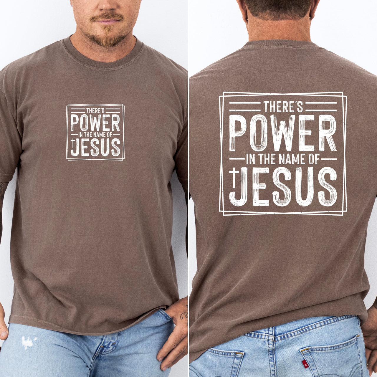 There's Power In The Name Of Jesus Faith Gospel Prayer Scripture Comfort Colors Tee