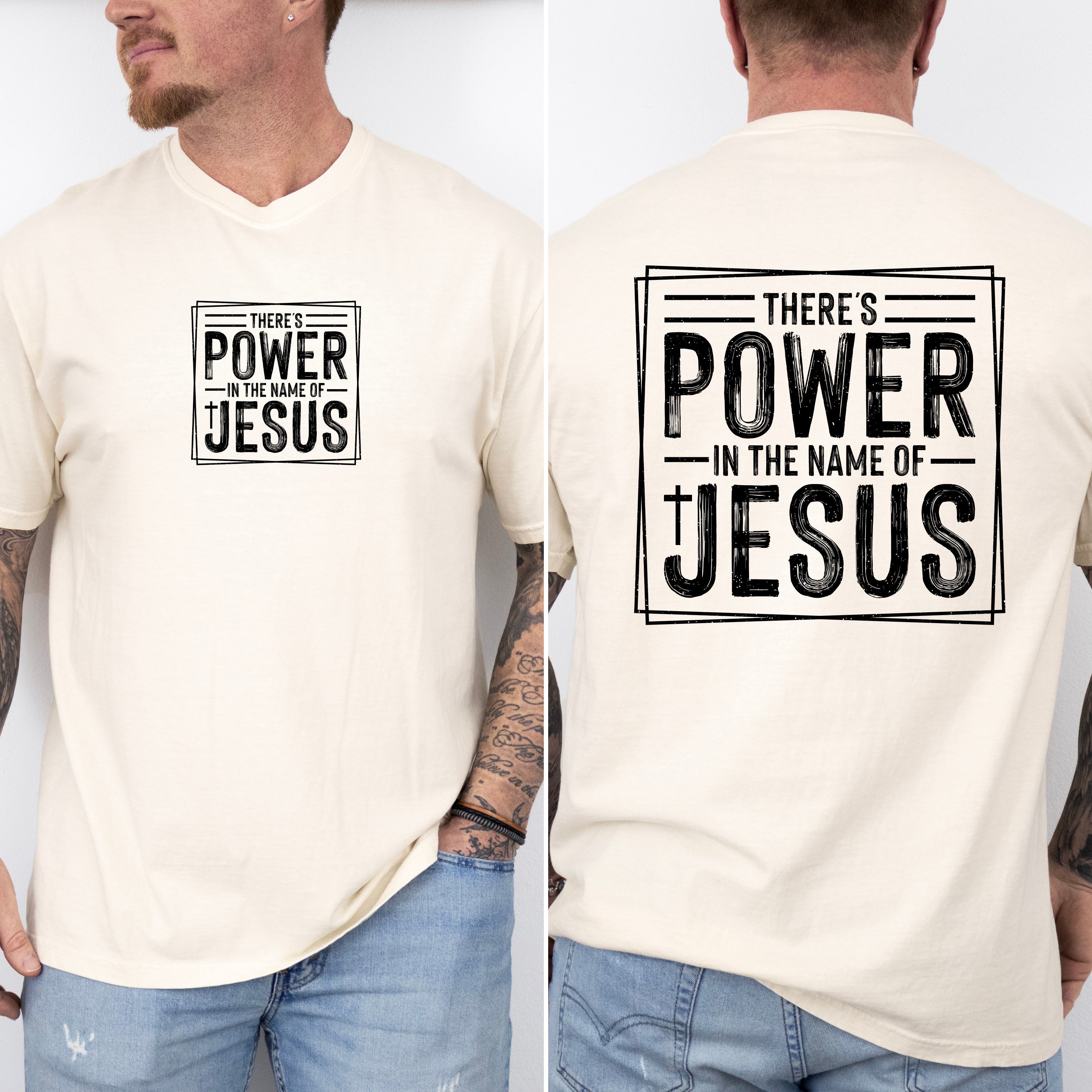 There's Power In The Name Of Jesus Faith Gospel Prayer Scripture Comfort Colors Tee