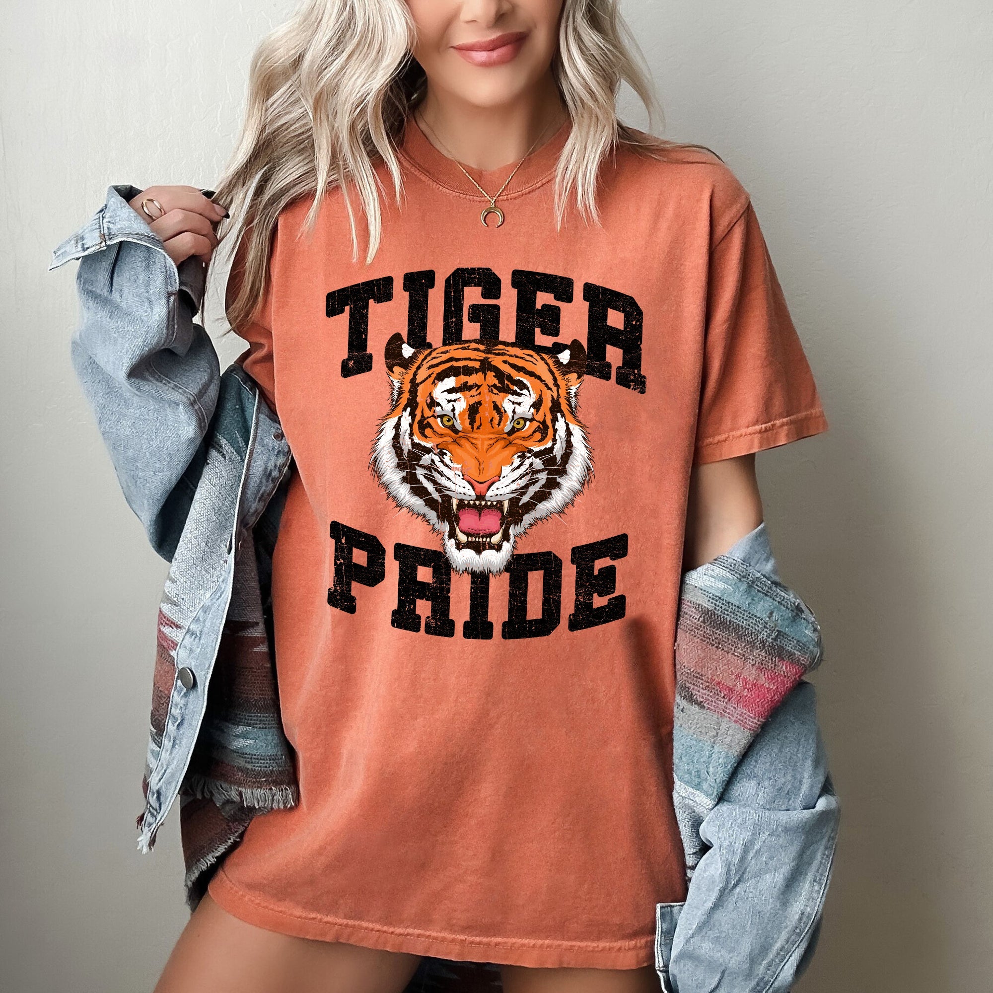 Tiger Pride Football Game Day Big Game Touchdown Tailgate Party Comfort Colors Tee