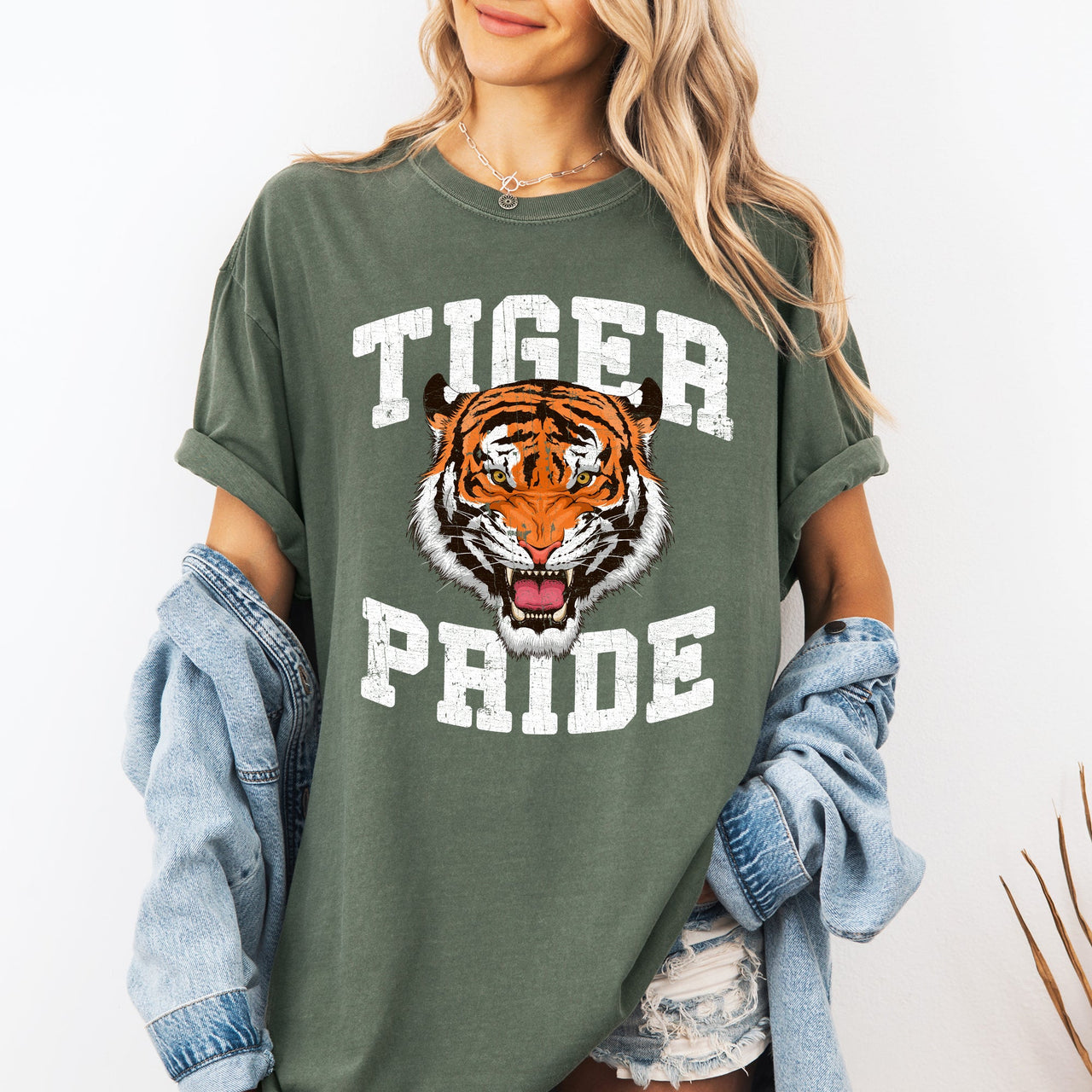 Tiger Pride Football Game Day Big Game Touchdown Tailgate Party Comfort Colors Tee
