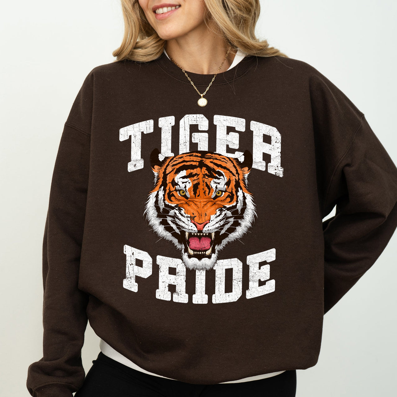 Tiger Pride Football Game Day Tailgate Touchdown Graphic Team Spirit Premium Sweatshirt
