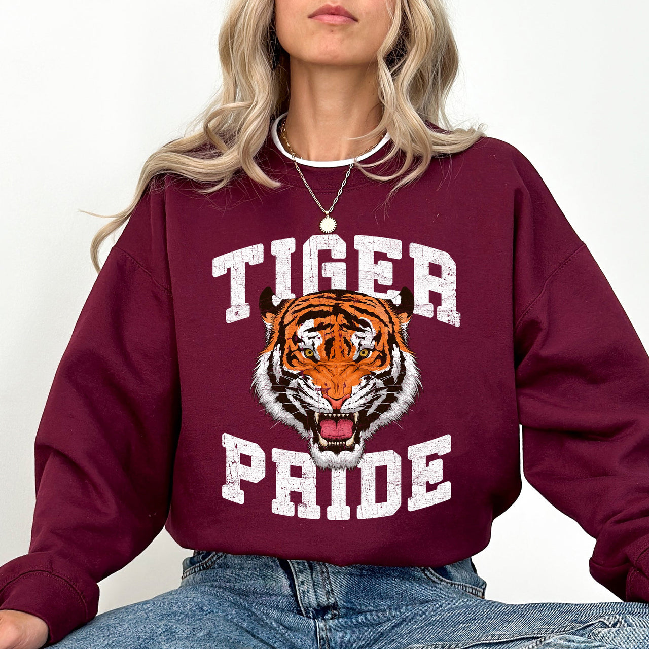 Tiger Pride Football Game Day Tailgate Touchdown Graphic Team Spirit Premium Sweatshirt