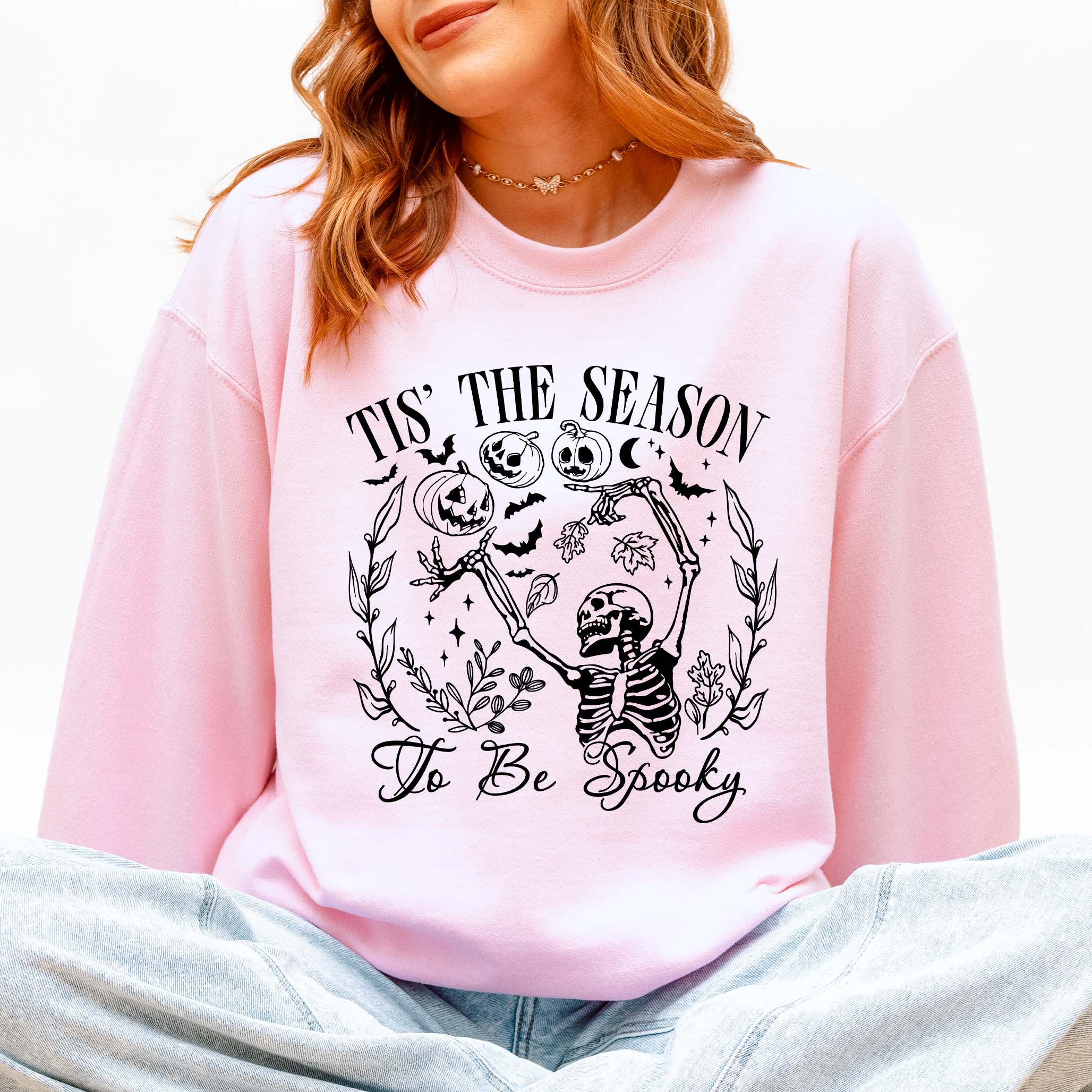 Tis The Season To Be Spooky Skeleton Halloween Retro Classic Ghoulish Festive Night Edition Sweatshirt