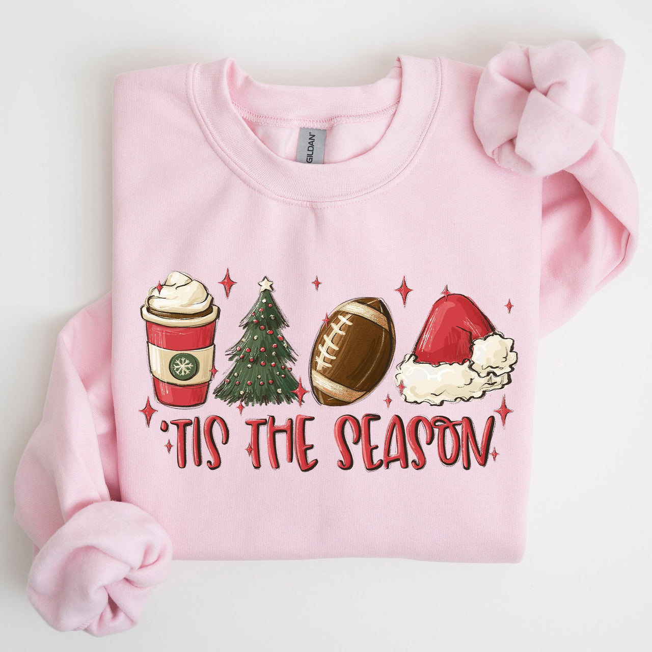 Tis The Season Christmas Football Santa Tree Coffee Winter Xmas Cozy Collection Sweatshirt
