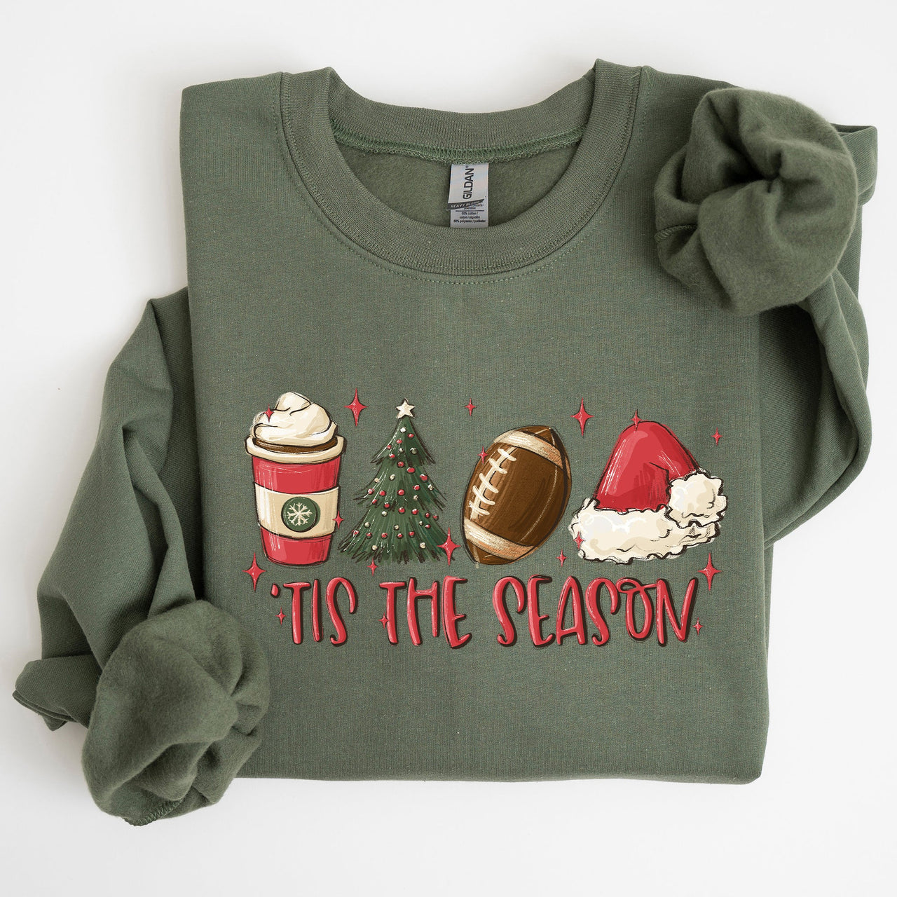 Tis The Season Christmas Football Santa Tree Coffee Winter Xmas Cozy Collection Sweatshirt