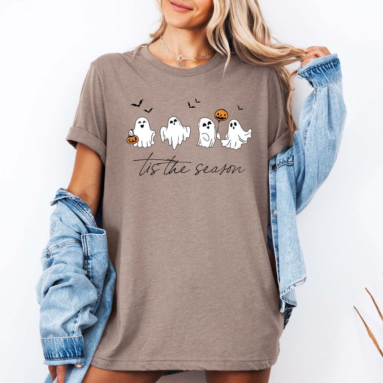 Tis The Season, Cute Ghosts, Halloween Night Parade With Spooky Fun Faces Graphic Tee