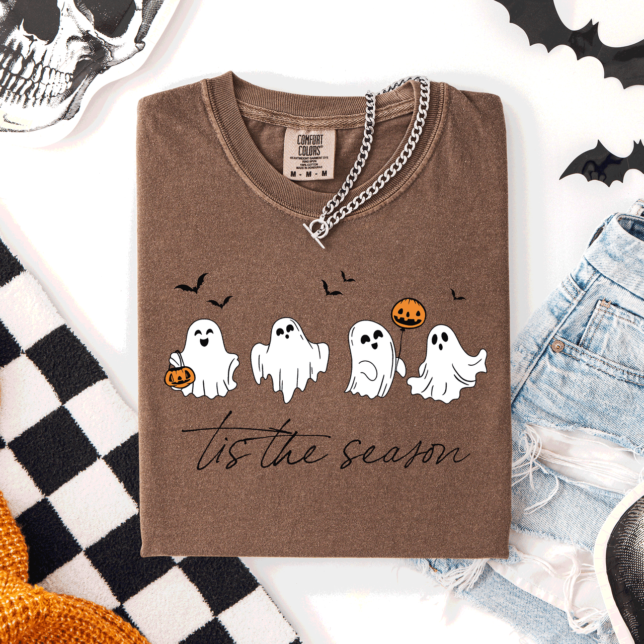Tis The Season, Cute Ghosts Halloween Comfort Colors Tee