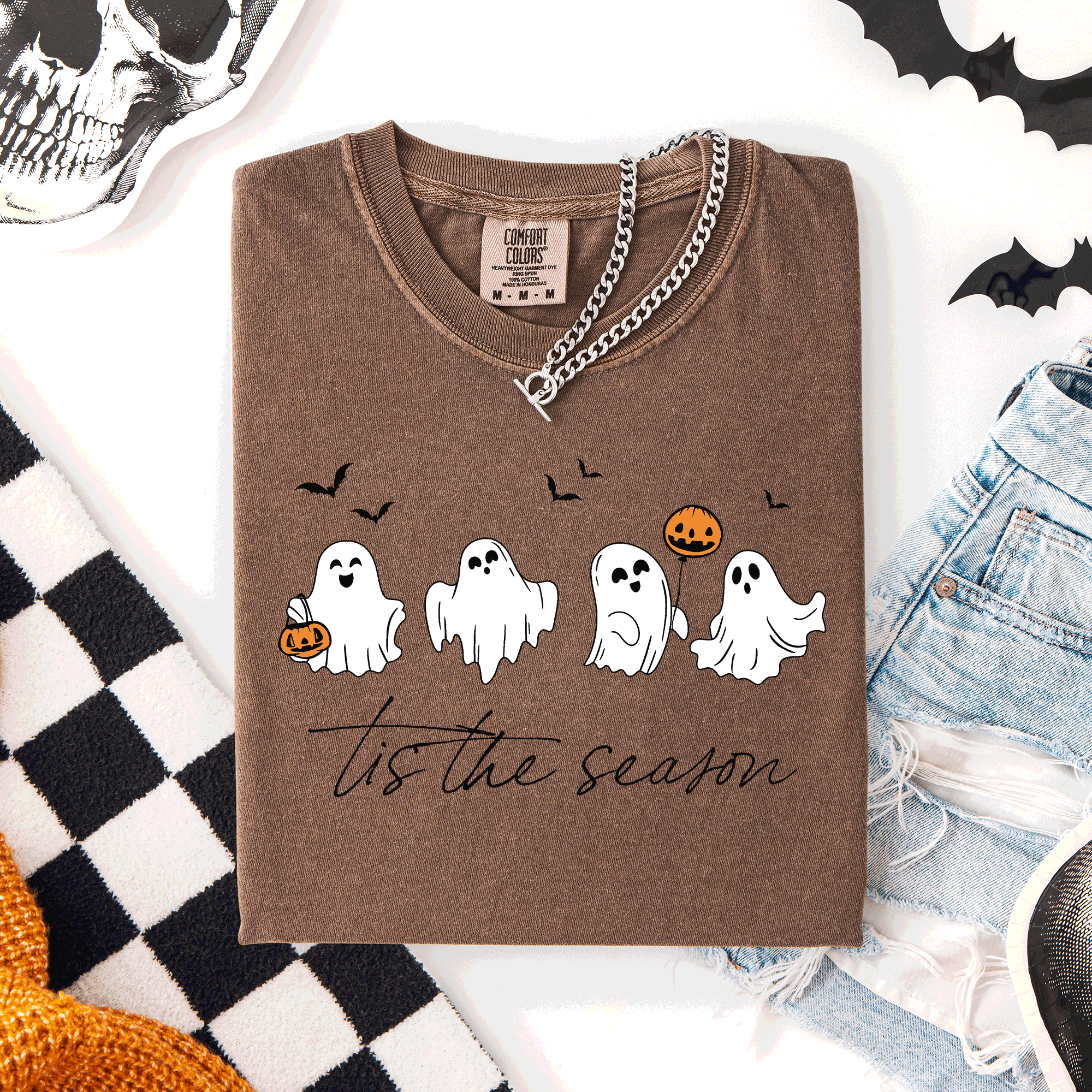 Tis The Season, Cute Ghosts Halloween Comfort Colors Tee