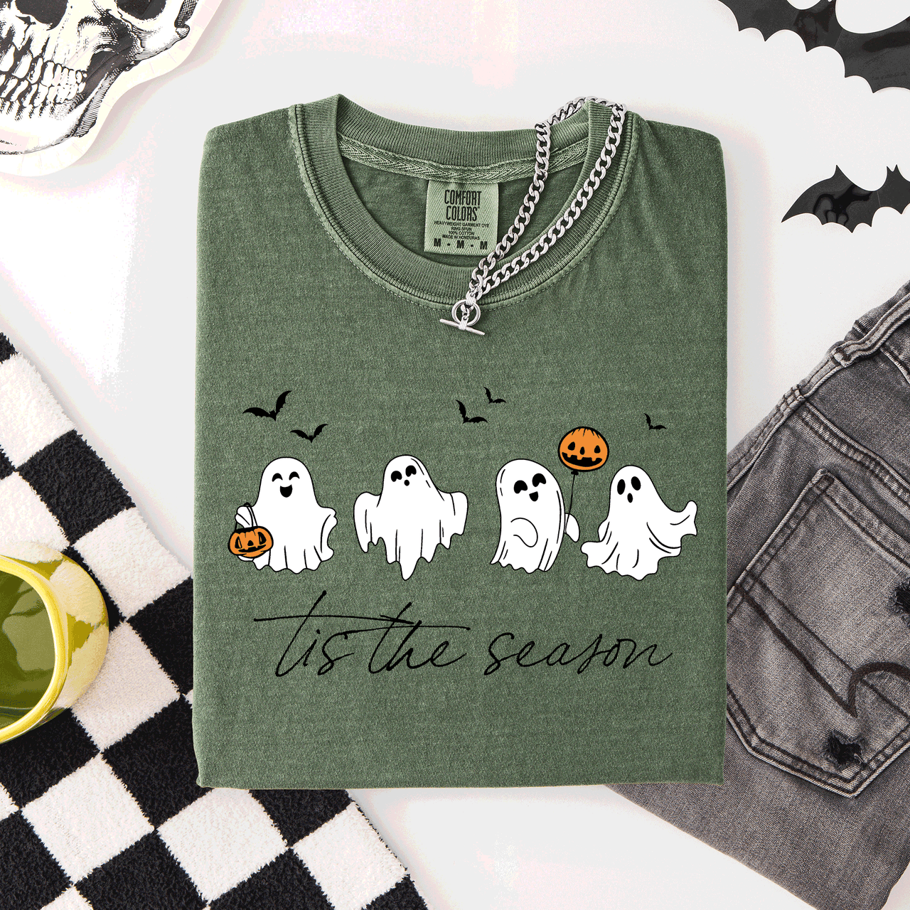 Tis The Season, Cute Ghosts Halloween Comfort Colors Tee