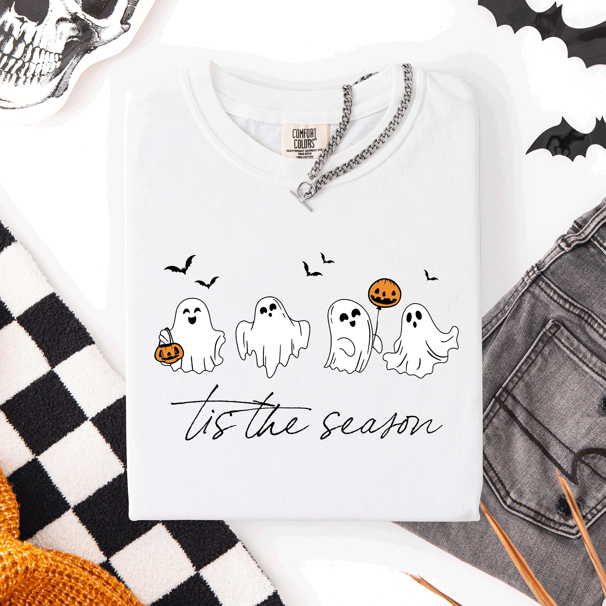 Tis The Season, Cute Ghosts Halloween Comfort Colors Tee