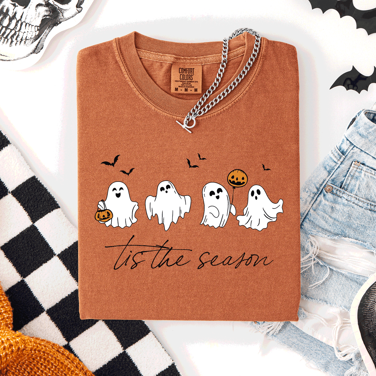 Tis The Season, Cute Ghosts Halloween Comfort Colors Tee