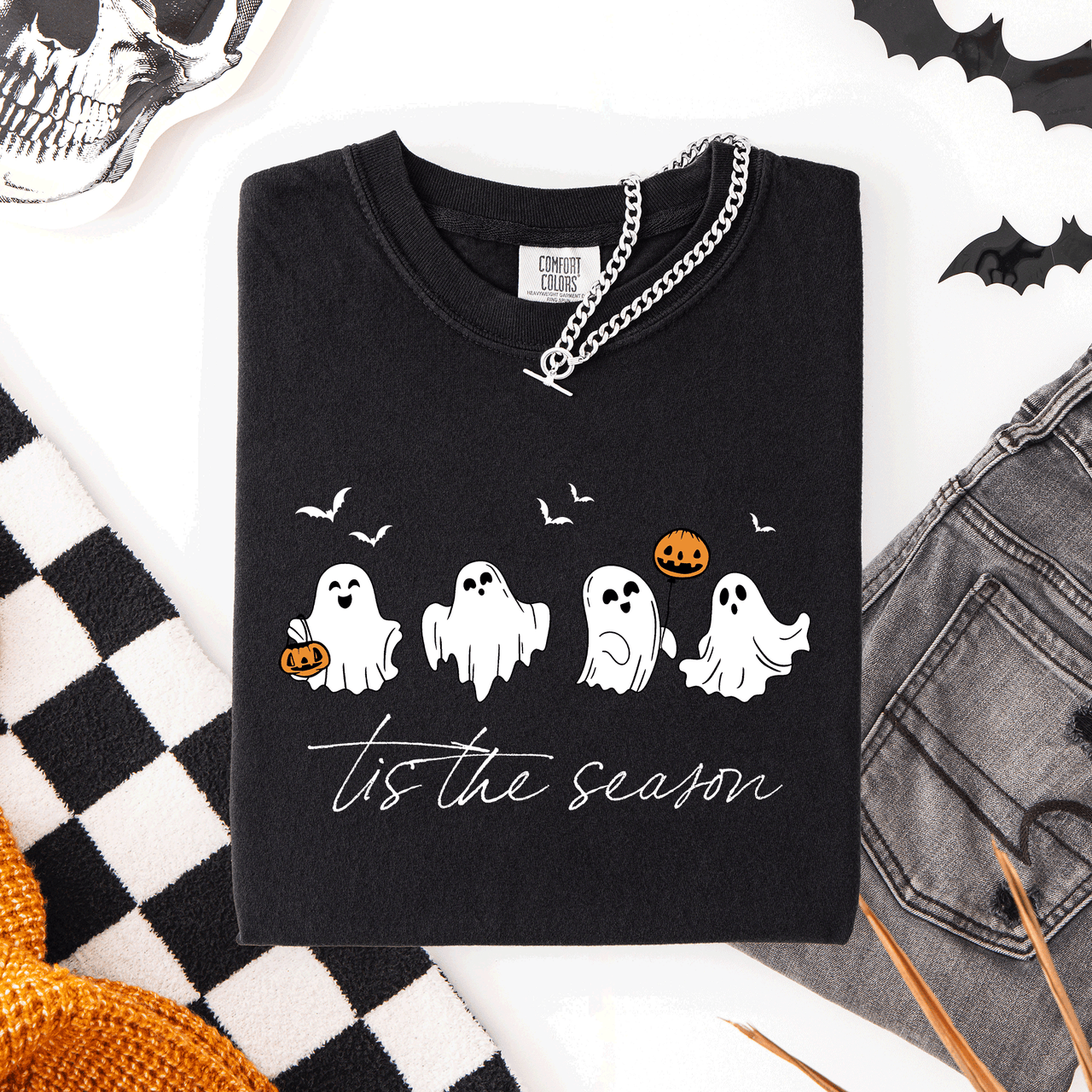 Tis The Season, Cute Ghosts Halloween Comfort Colors Tee