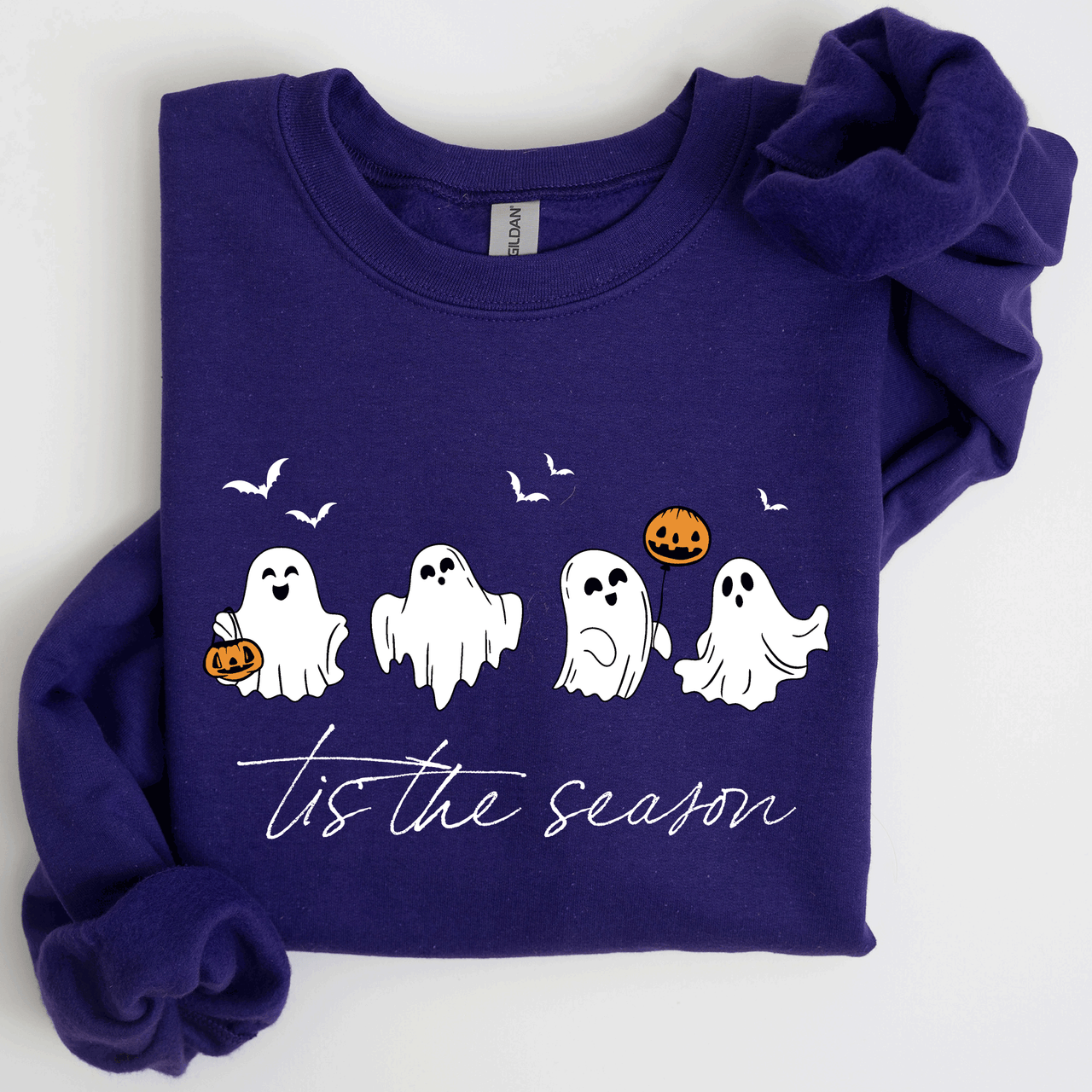 Tis The Season, Cute Ghosts Halloween Night Parade Of Friendly Phantoms In Cozy Autumn Glow Sweatshirt