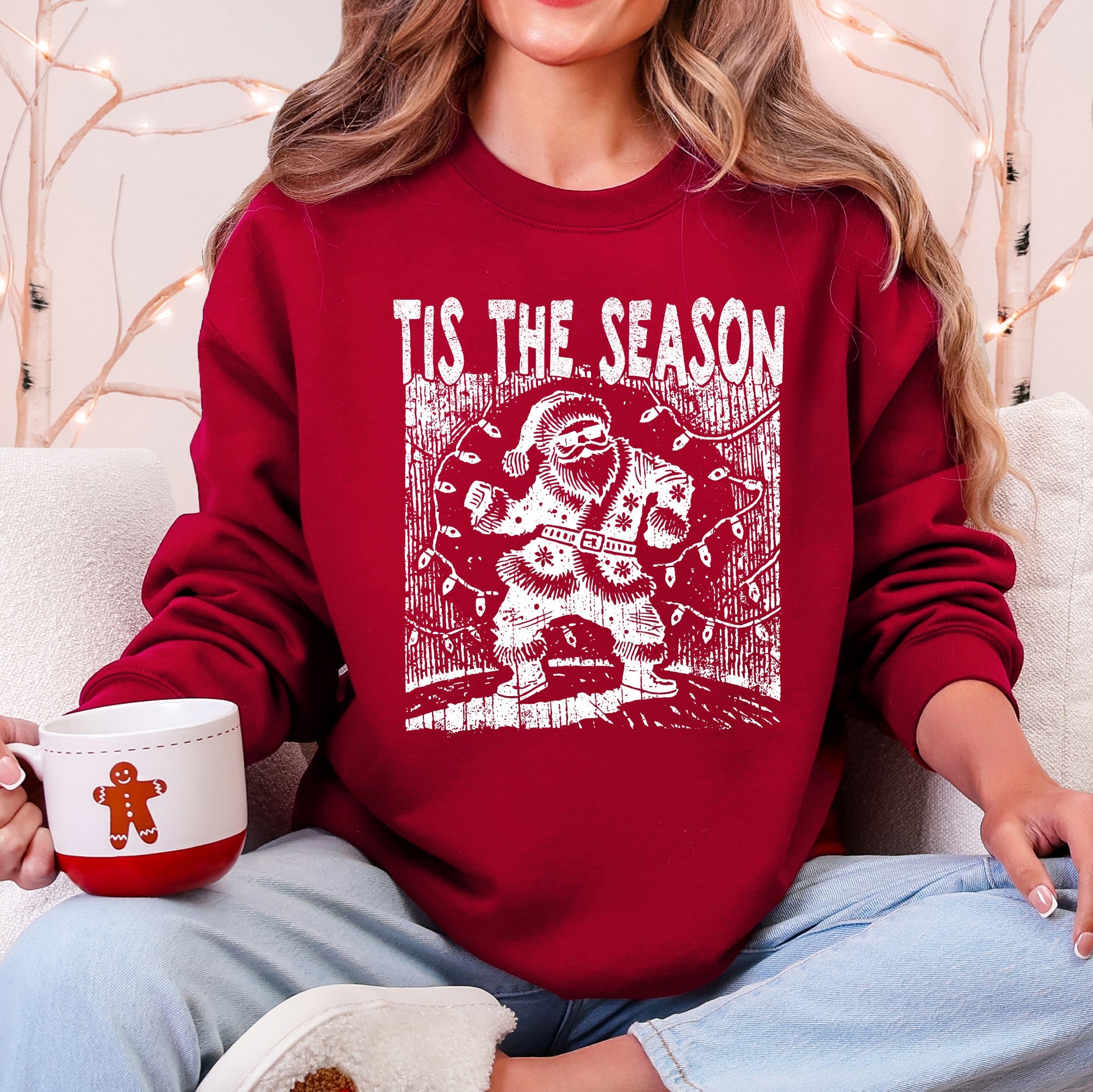Tis The Season Dancing Santa Geese Christmas Parade Vintage Holiday Party Retro Sweatshirt