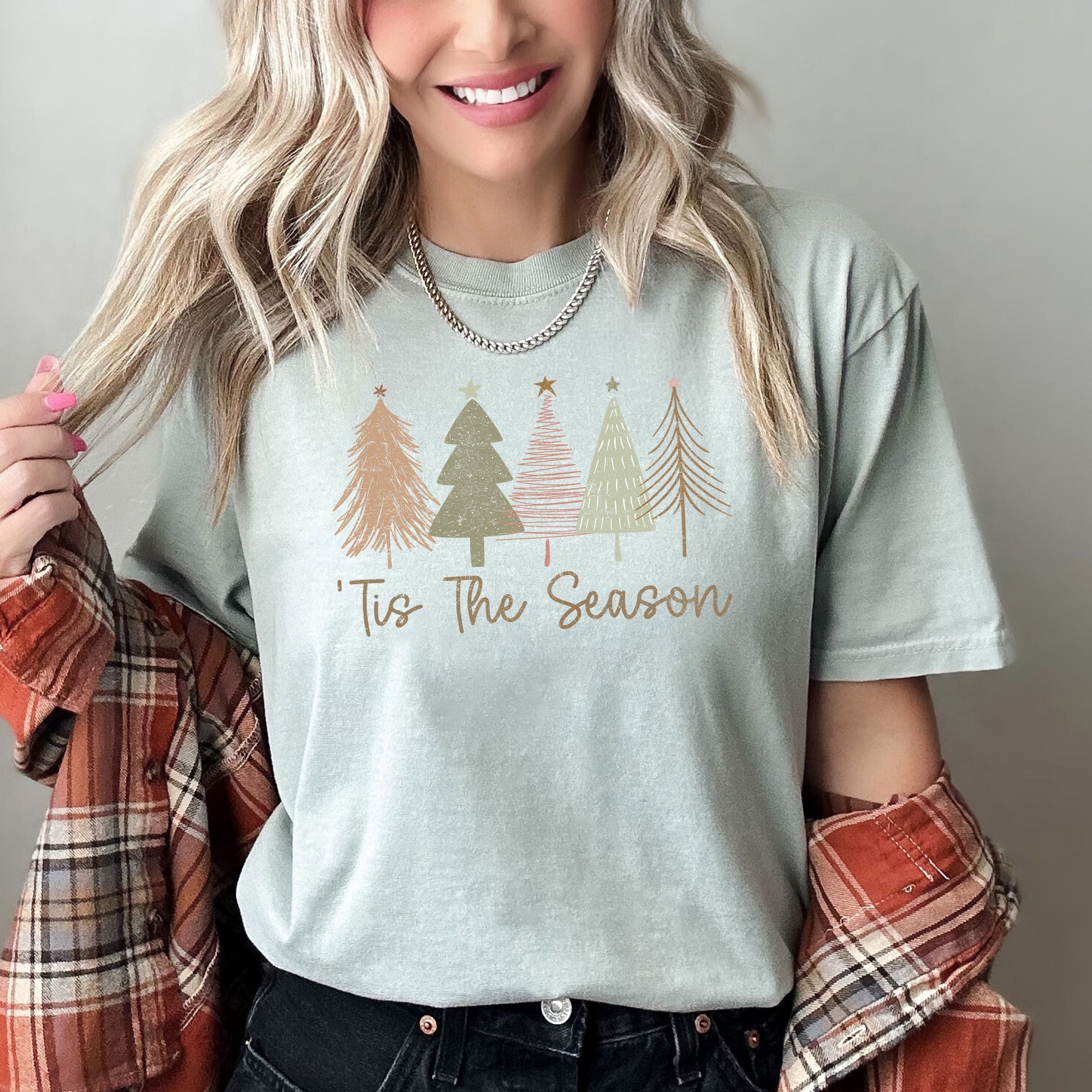 Tis The Season, Doodle Christmas Trees, Pastels, Gorgeous Limited Edition Comfort Colors Tee